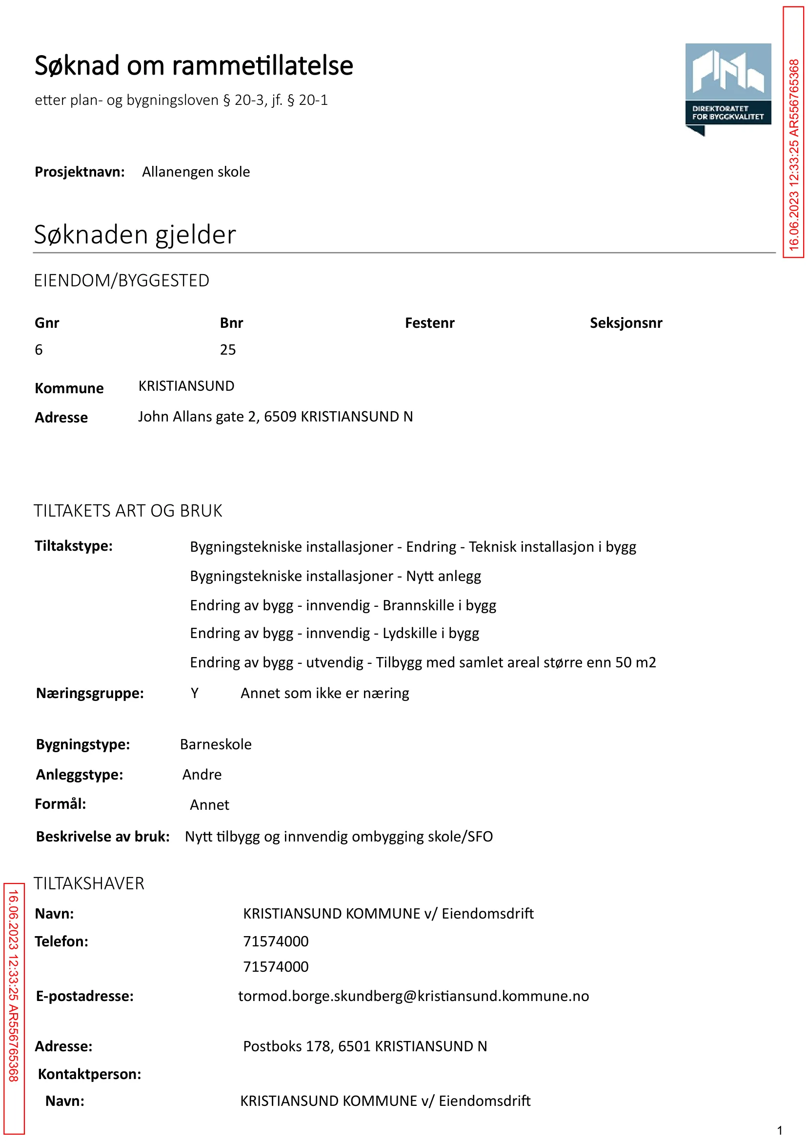 Søknad om rammetillatelse