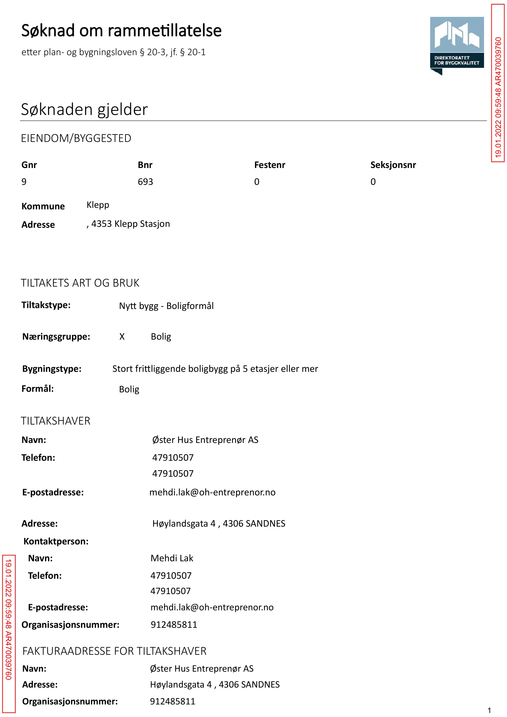 Søknad om rammetillatelse