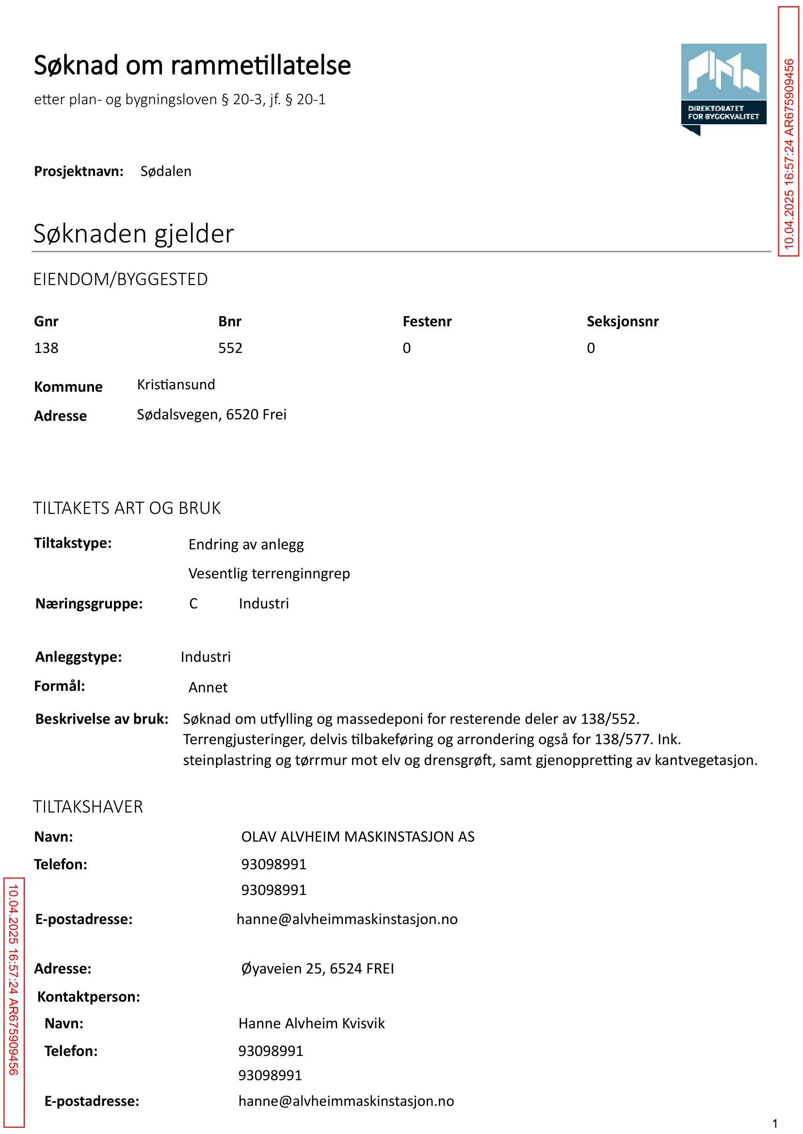 Søknad om rammetillatelse