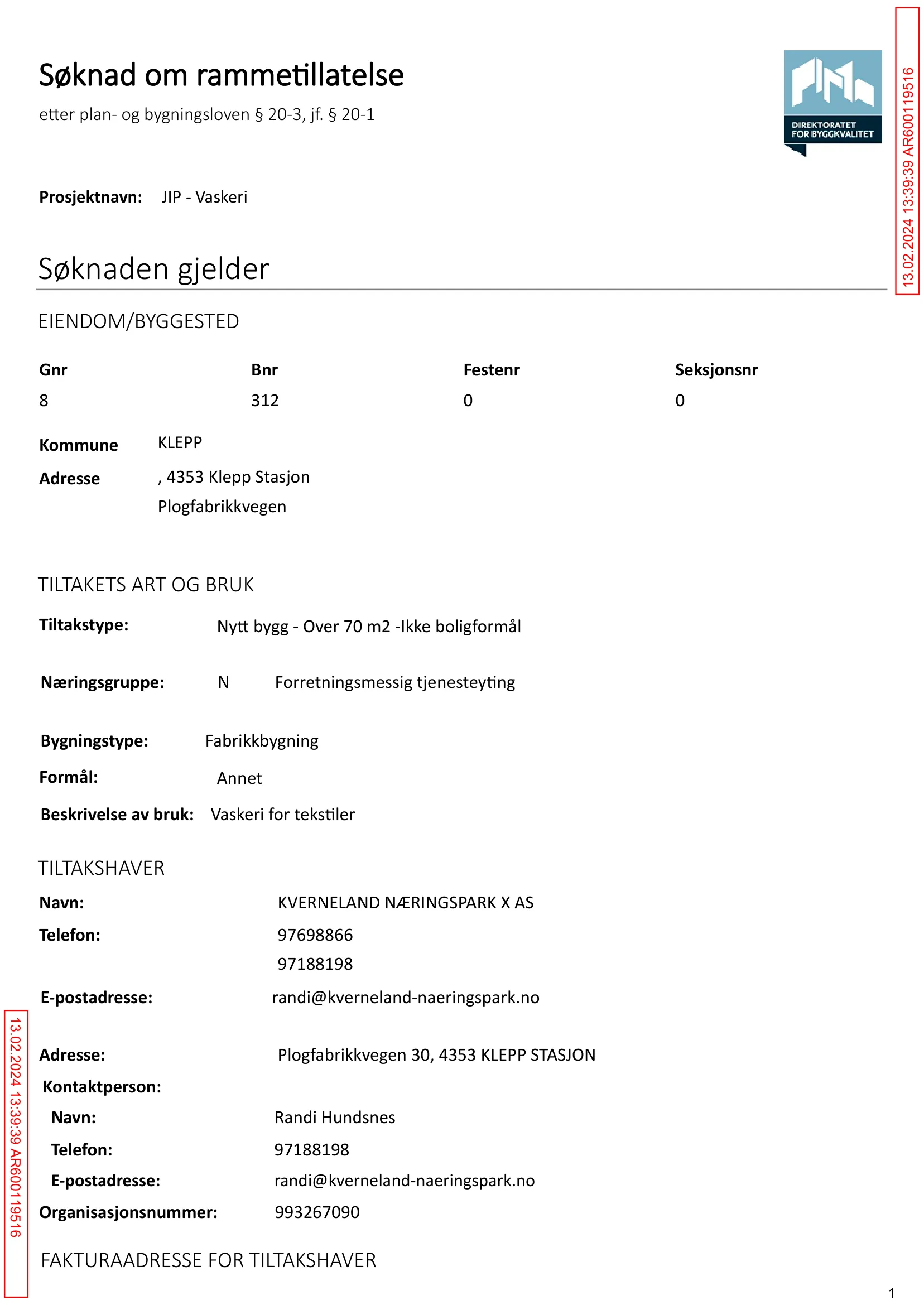 Søknad om rammetillatelse