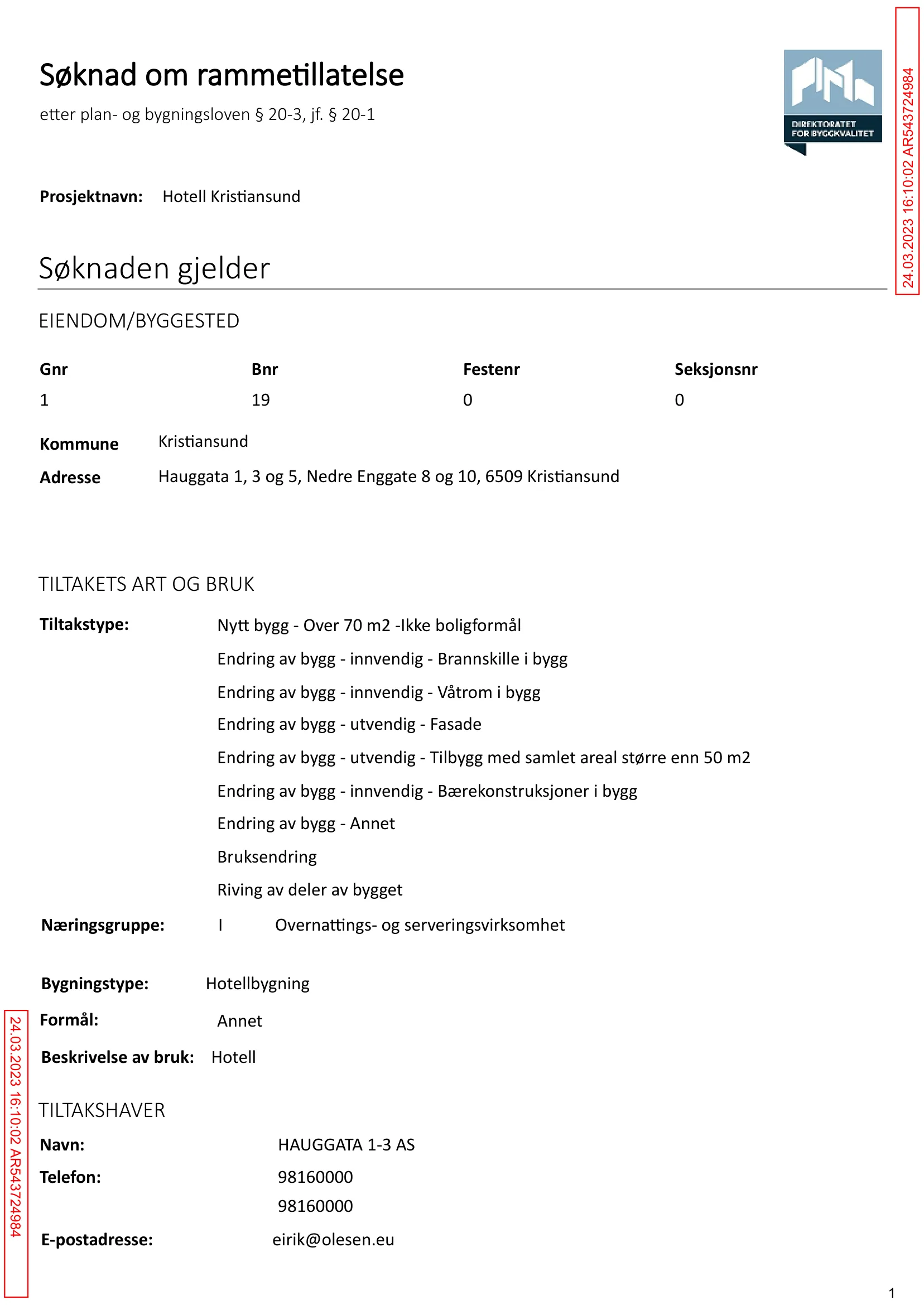 Søknad om rammetillatelse
