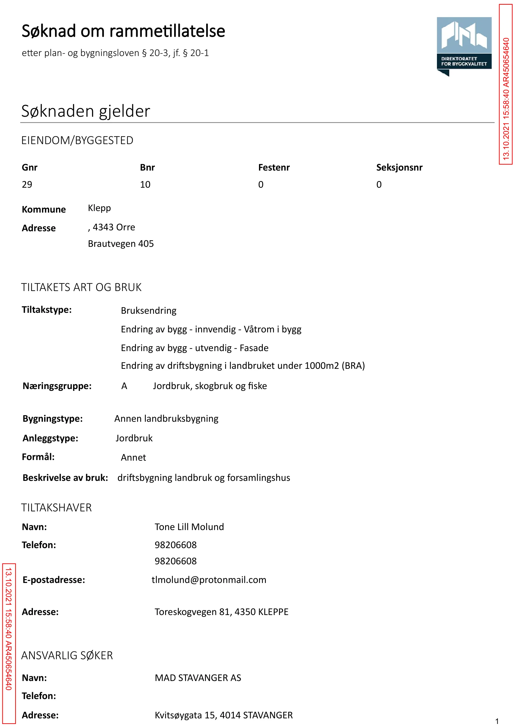 Søknad om rammetillatelse