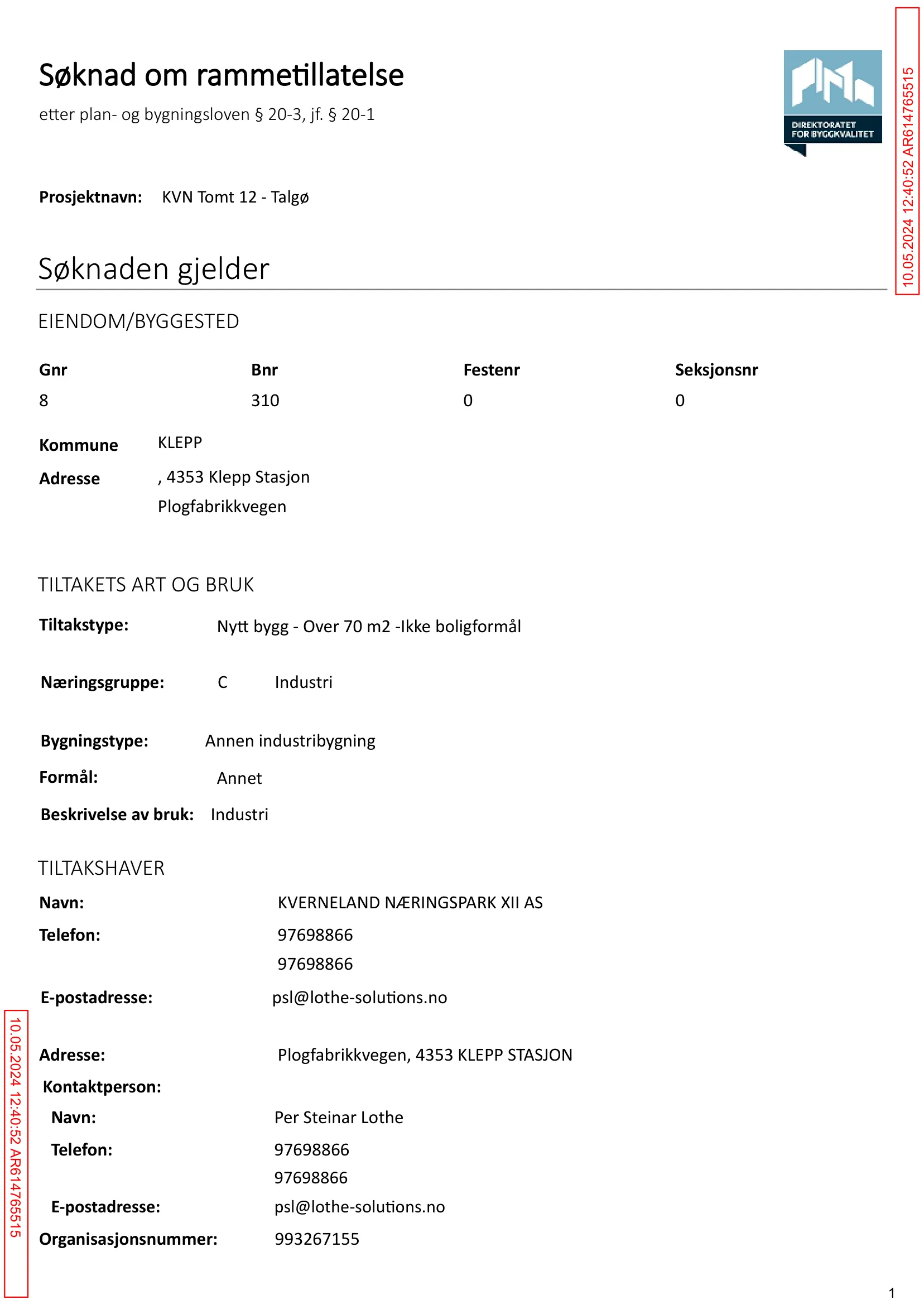Søknad om rammetillatelse