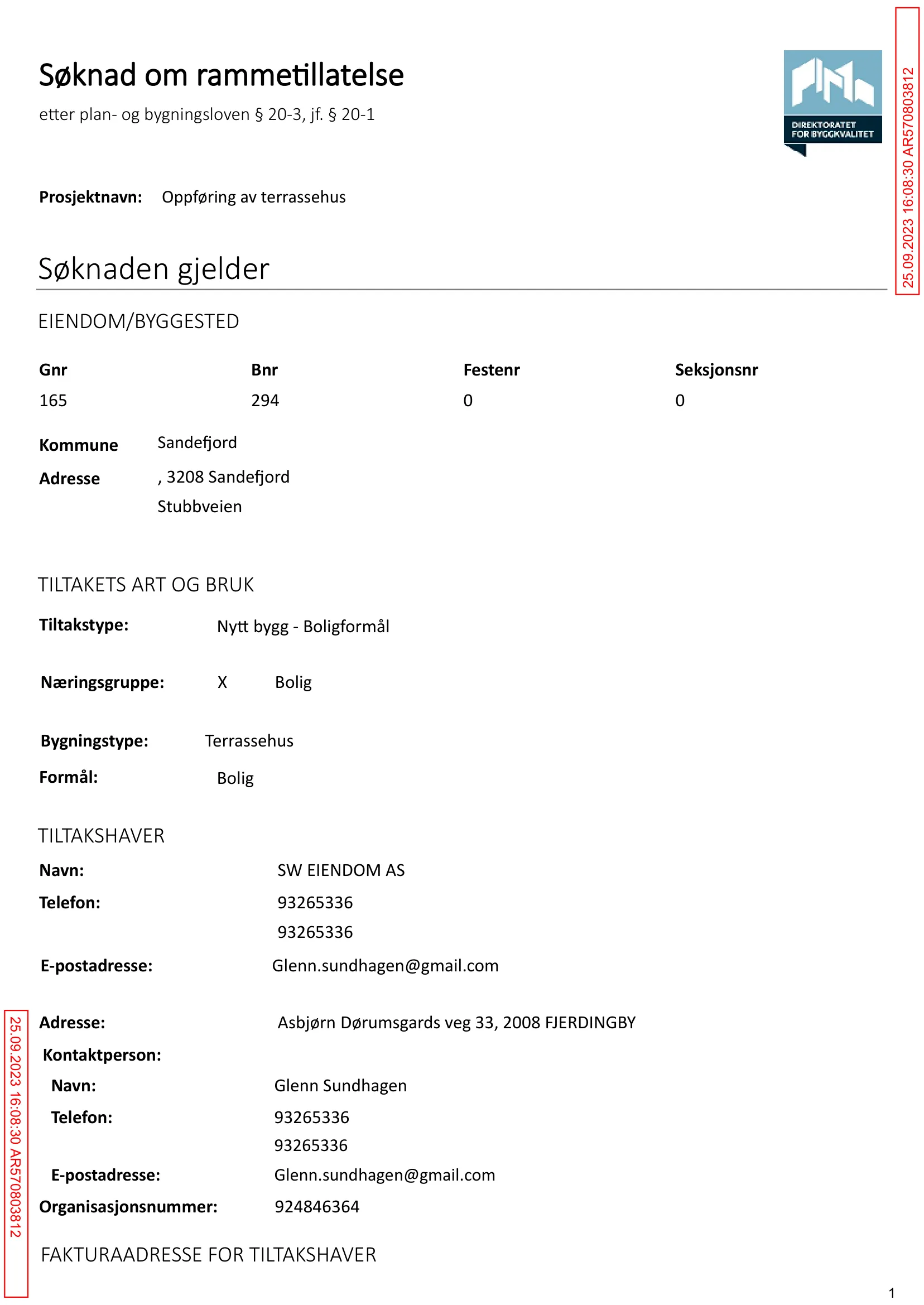Søknad om rammetillatelse