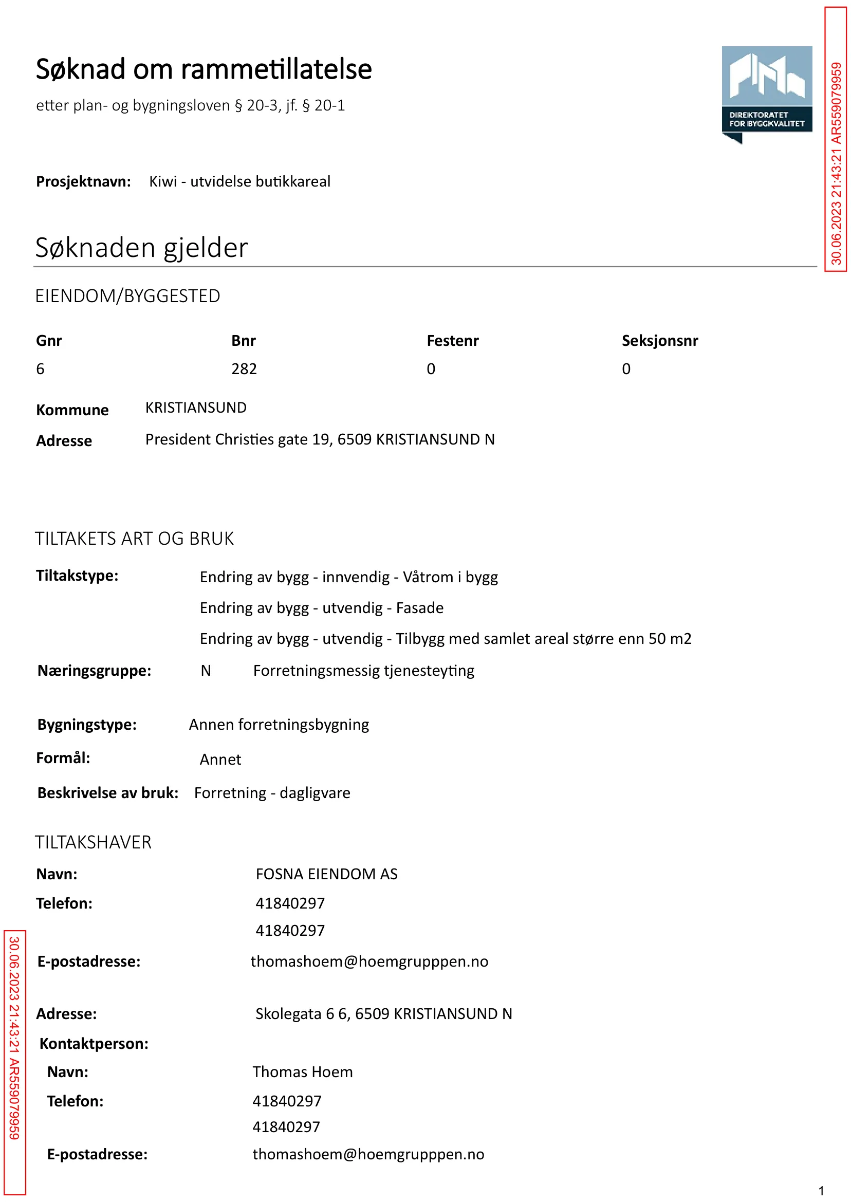 Søknad om rammetillatelse
