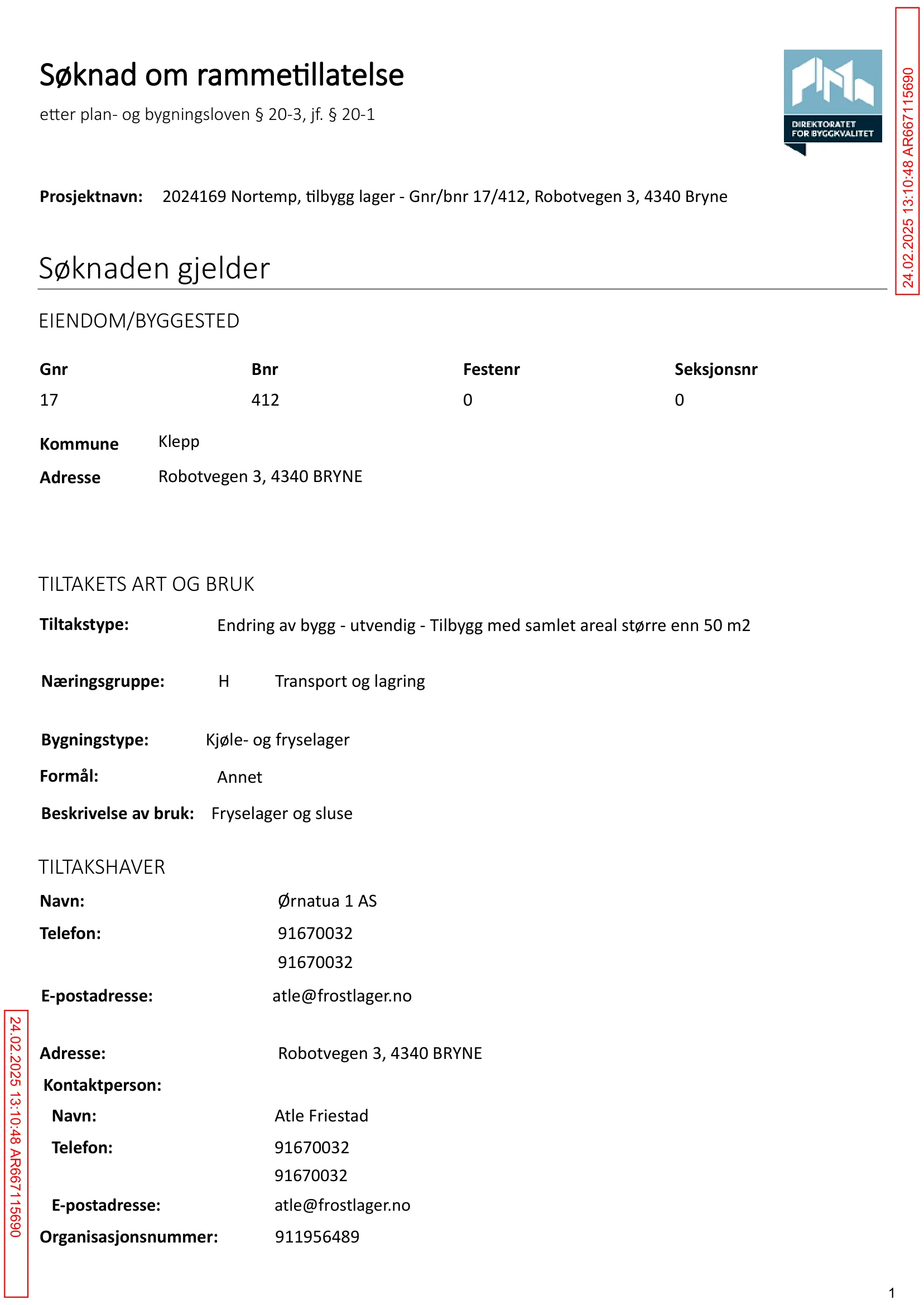 Søknad om rammetillatelse