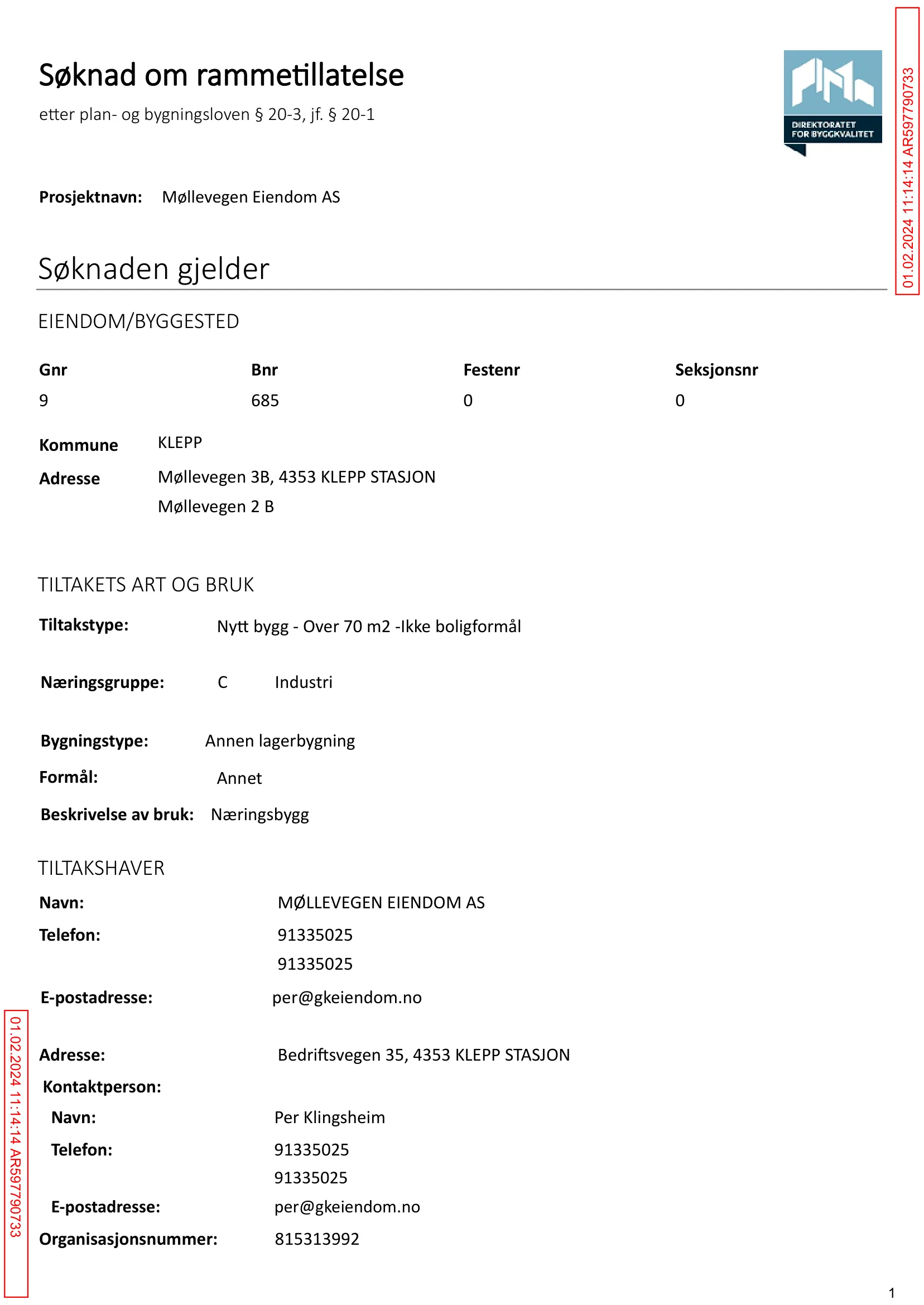 Søknad om rammetillatelse