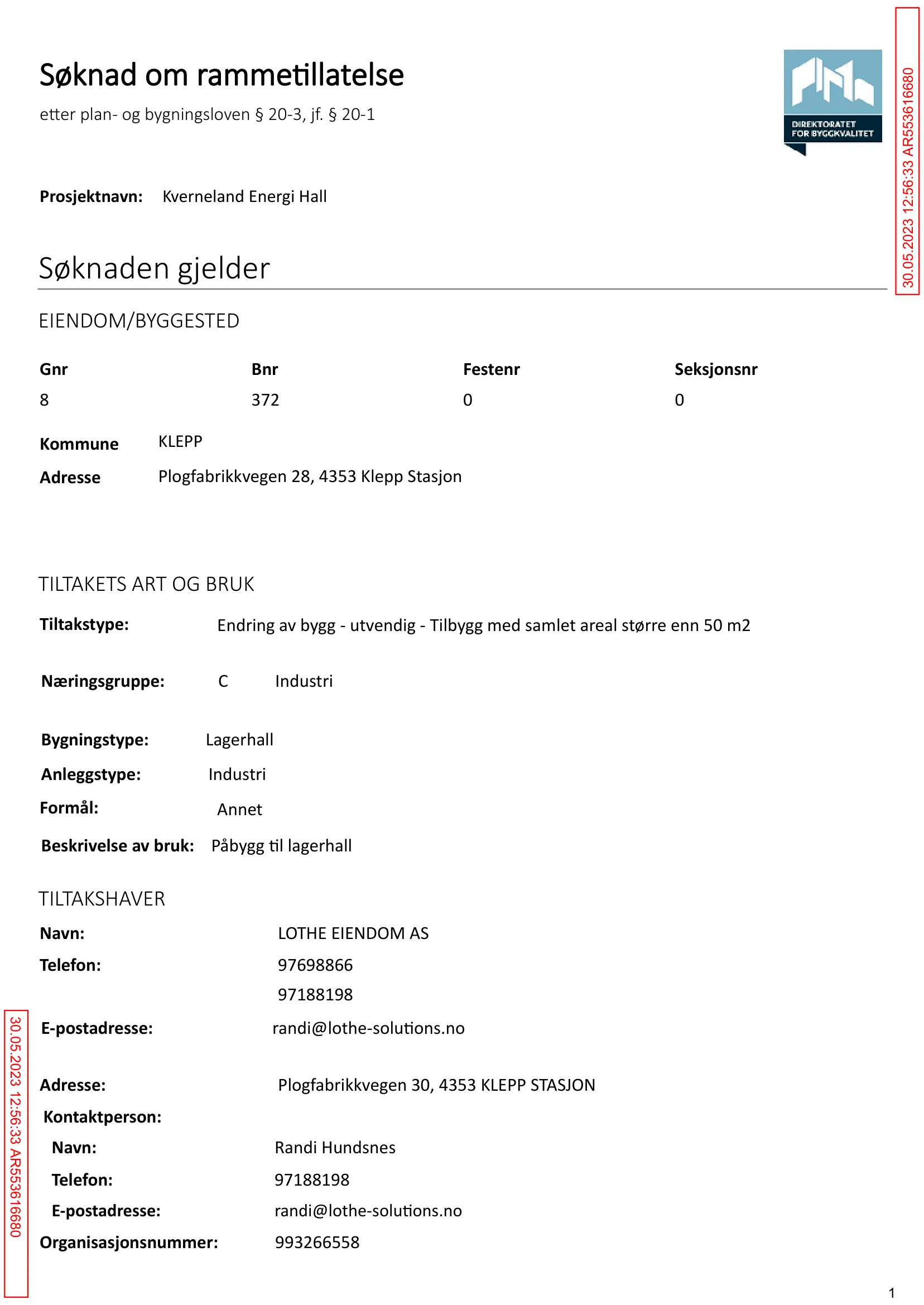 Søknad om rammetillatelse