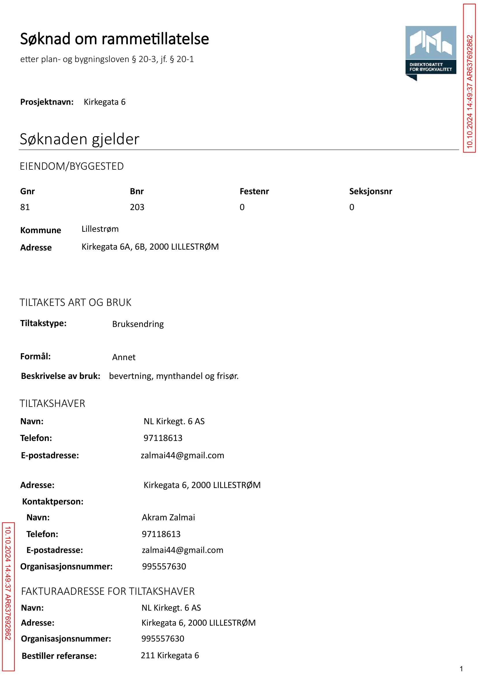 Søknad om rammetillatelse
