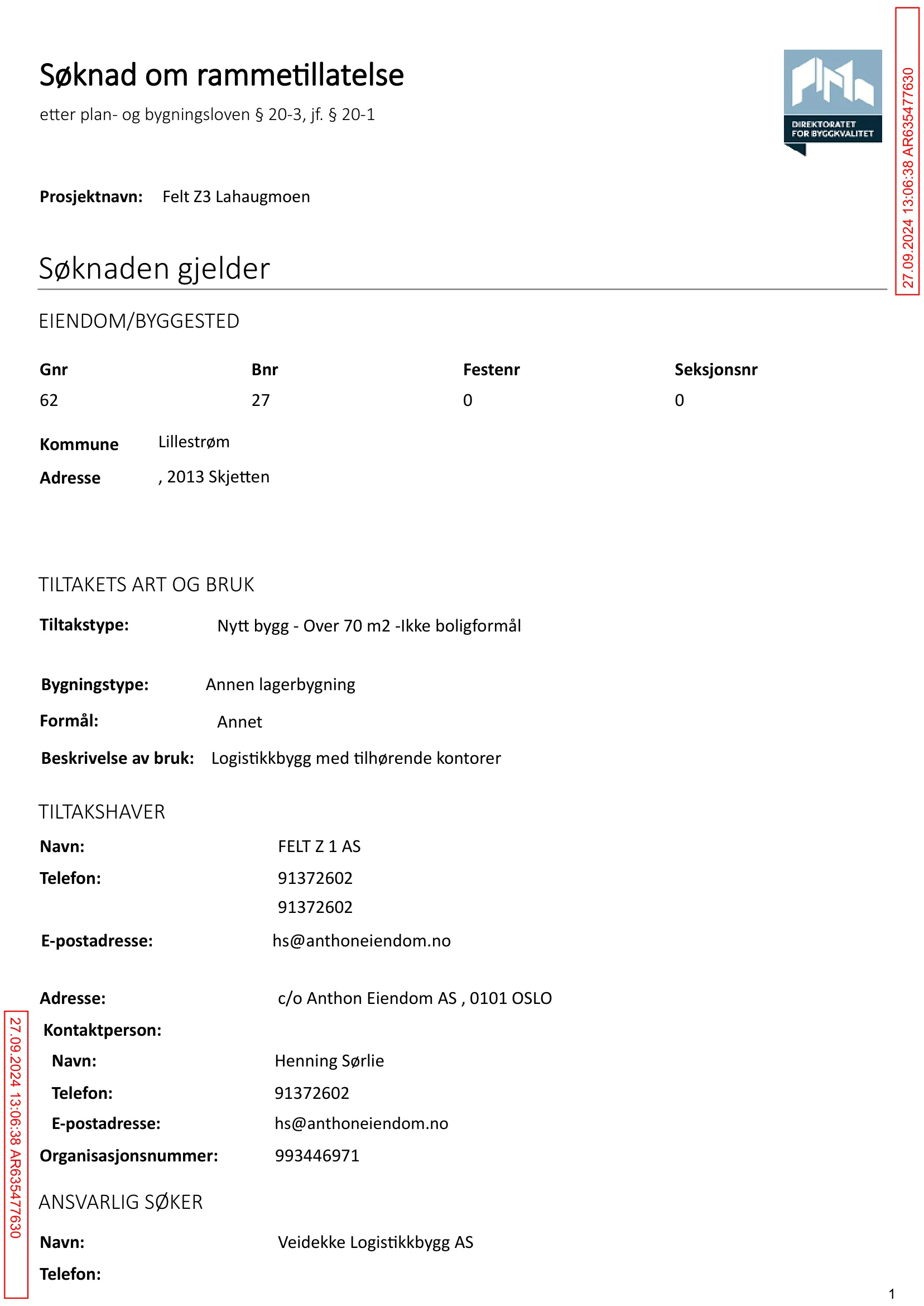 Søknad om rammetillatelse