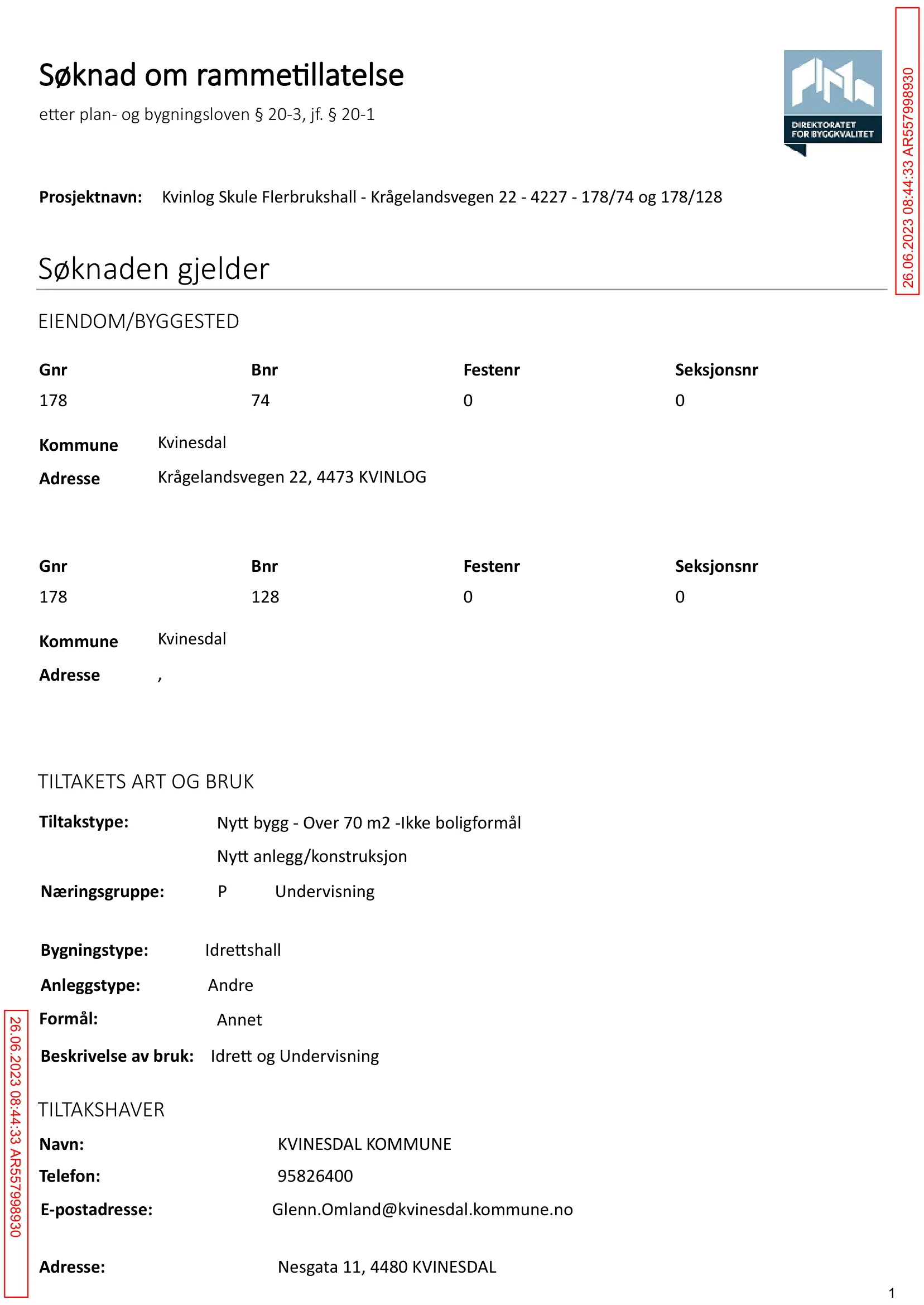 Søknad om rammetillatelse