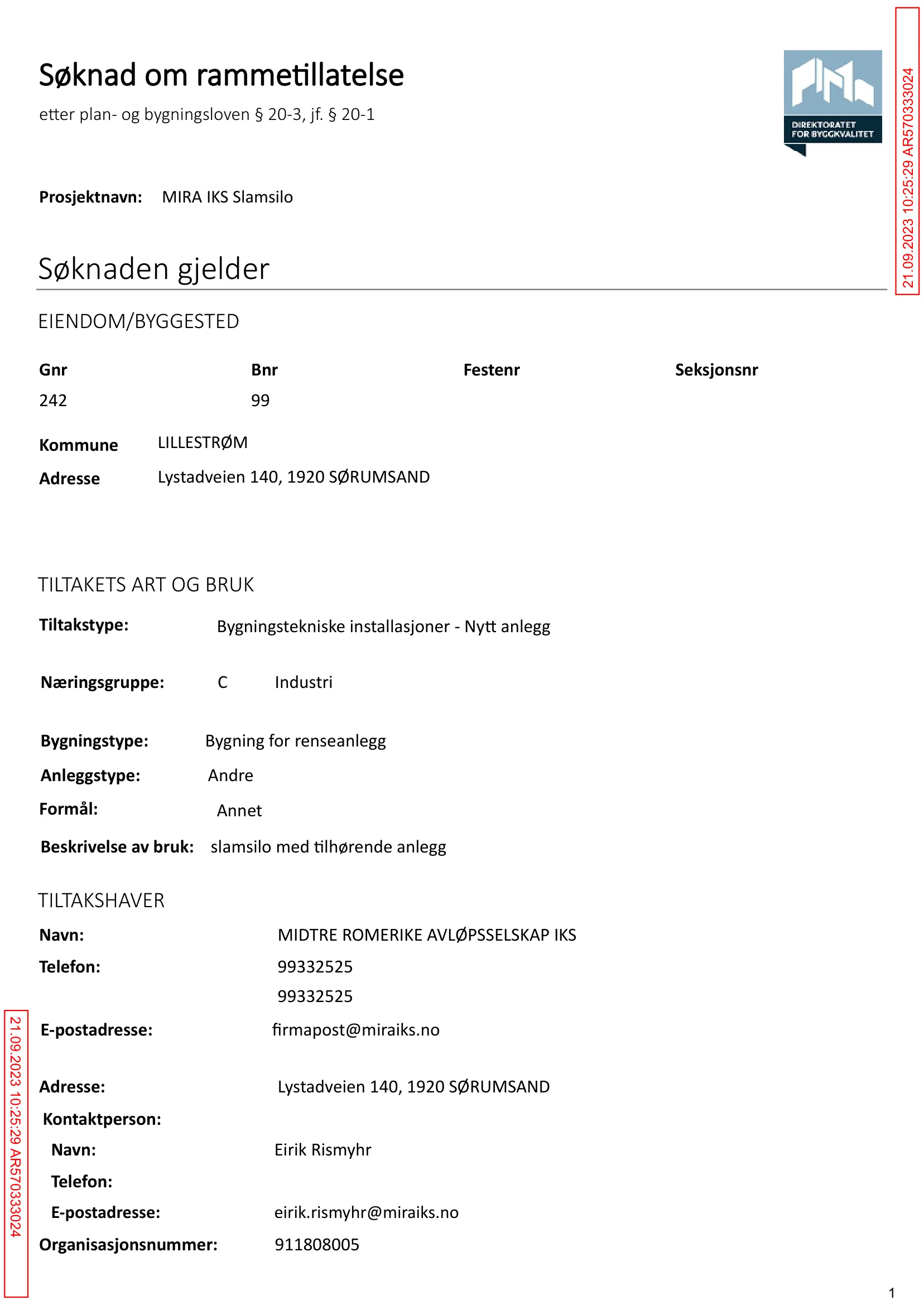 Søknad om rammetillatelse