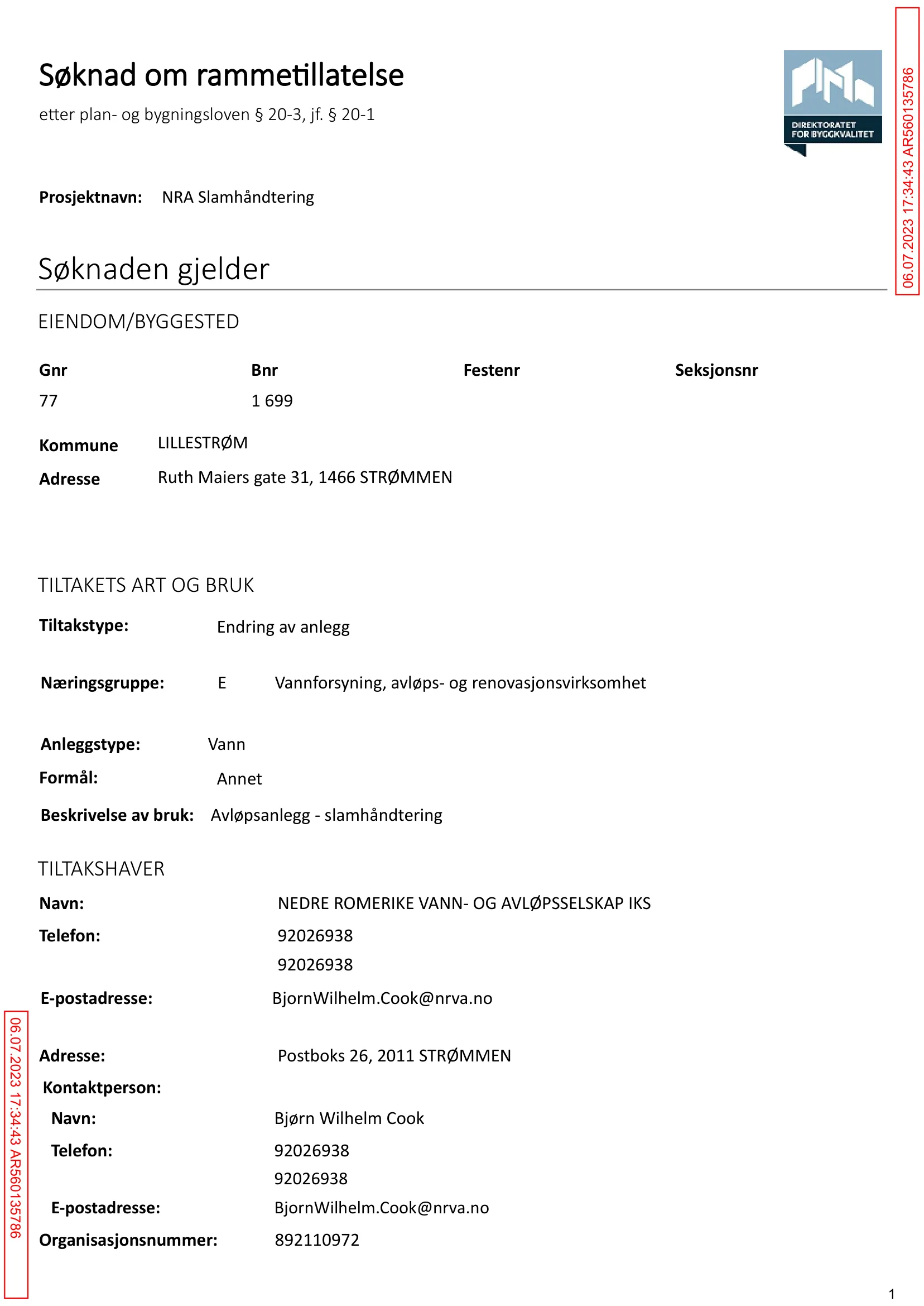 Søknad om rammetillatelse