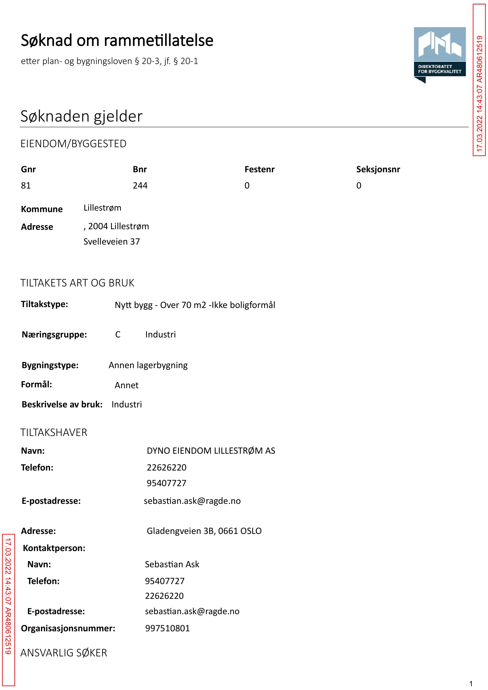 Søknad om rammetillatelse