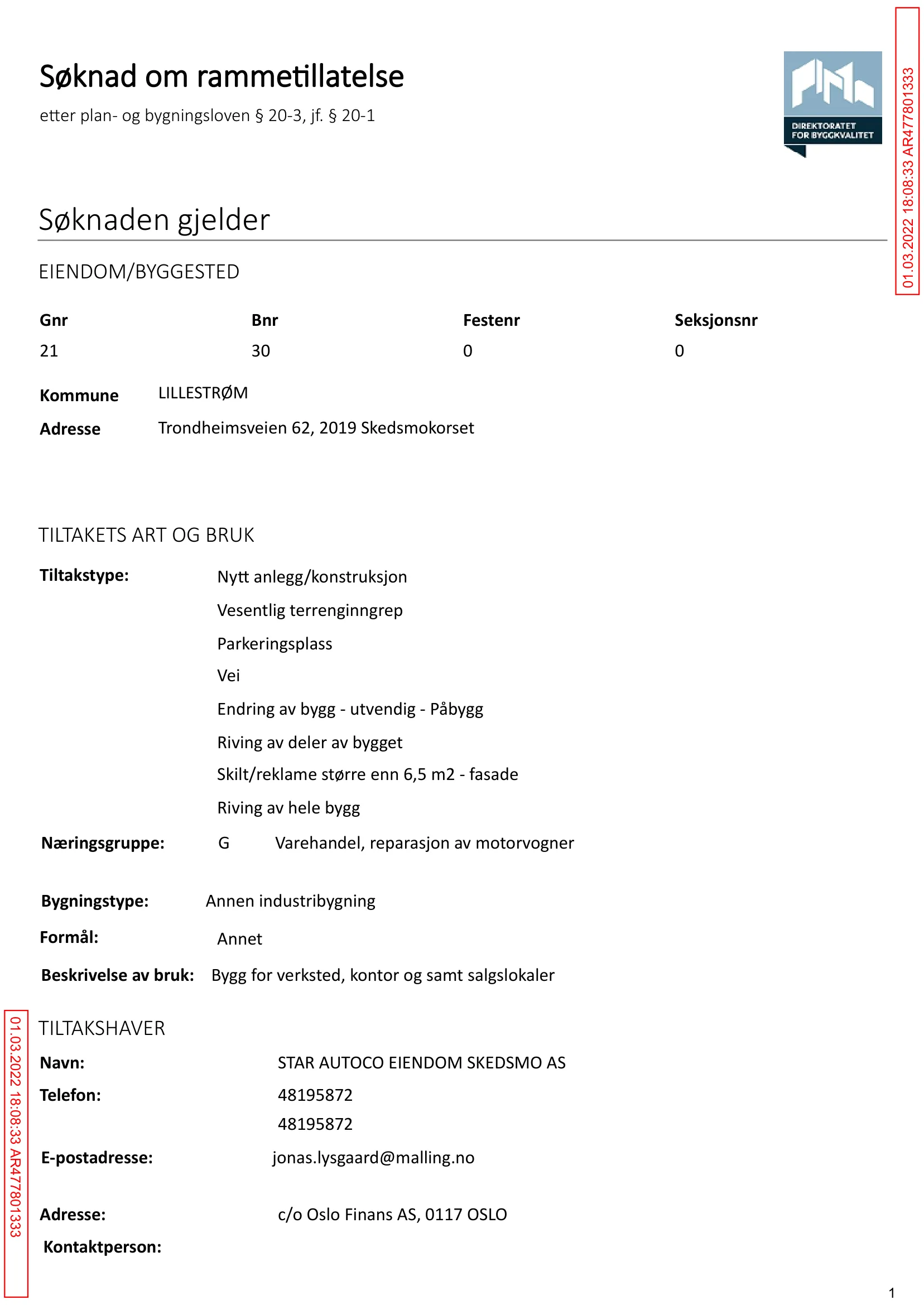 Søknad om rammetillatelse