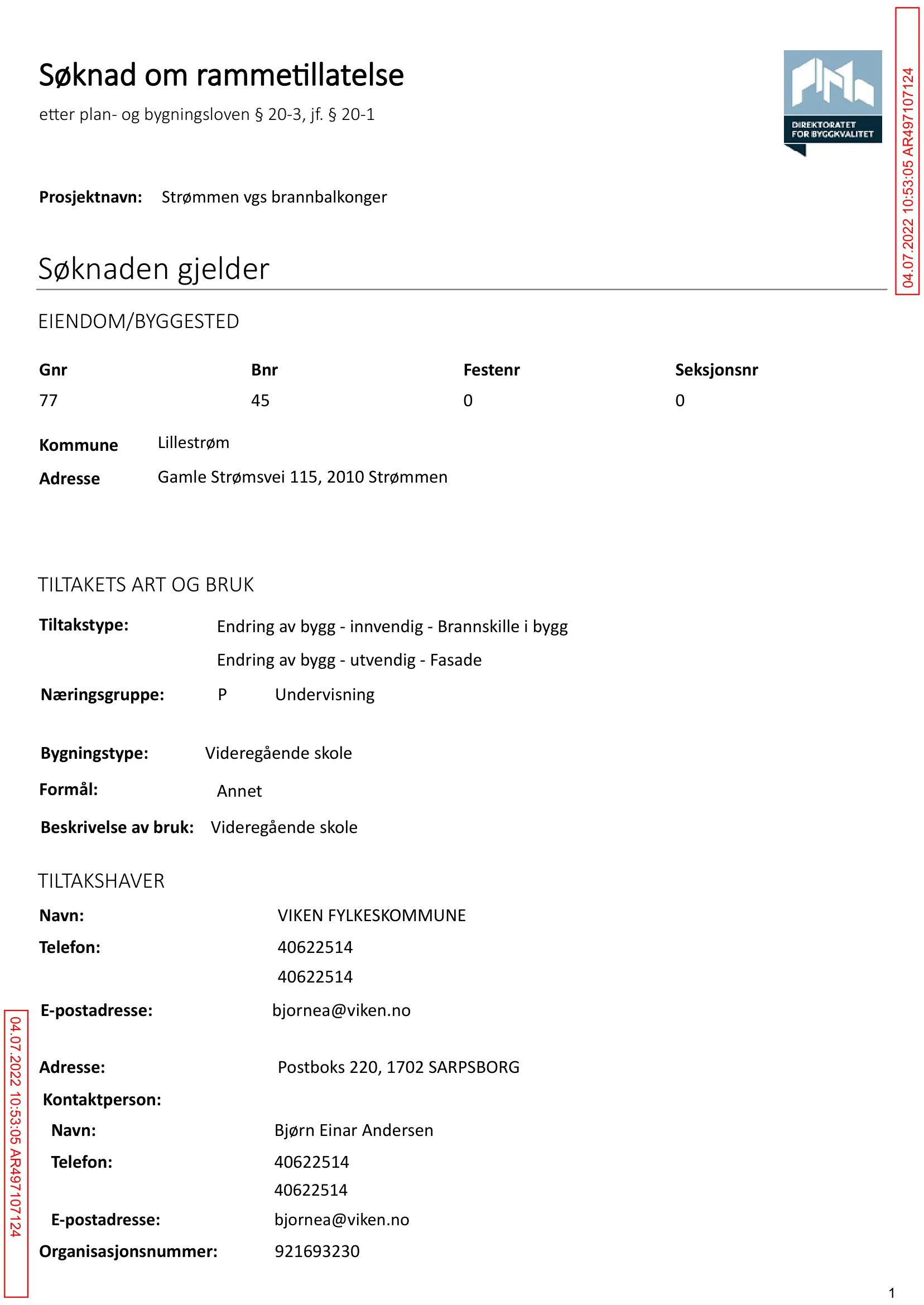 Søknad om rammetillatelse
