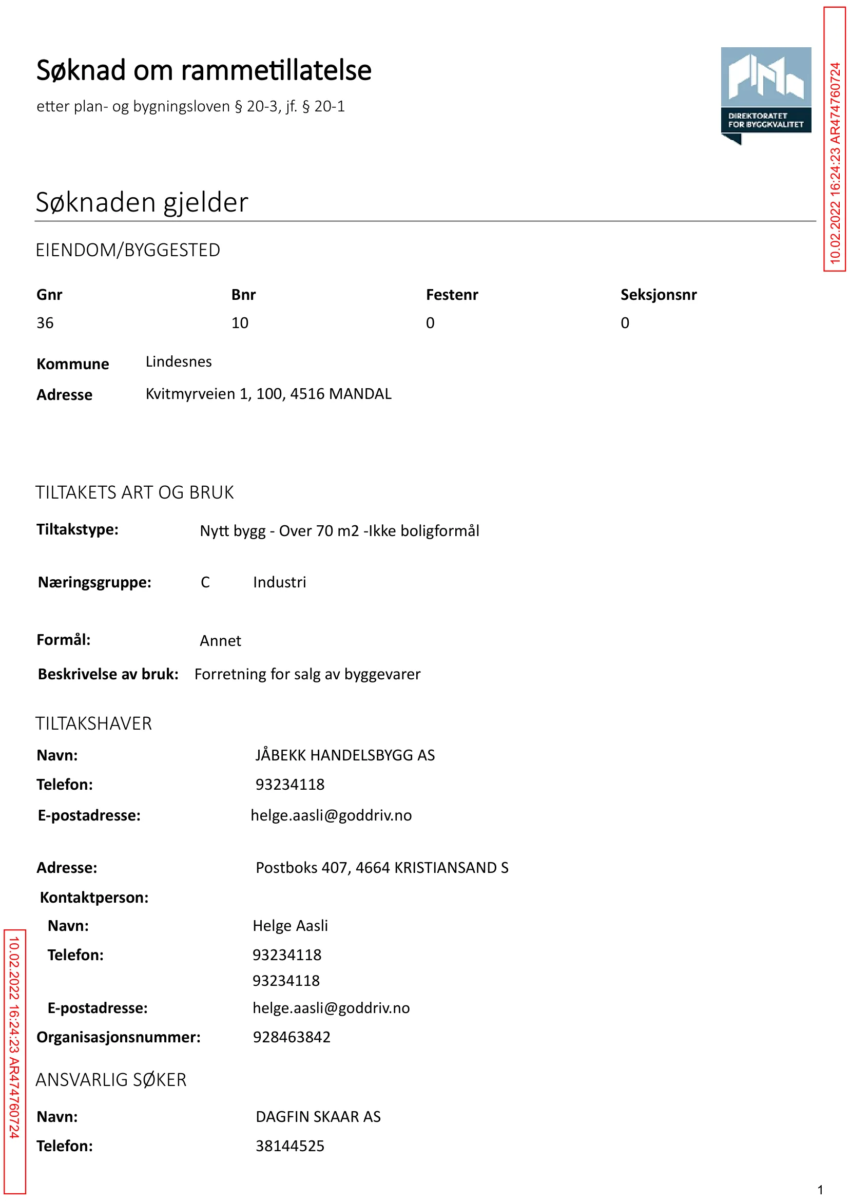 Søknad om rammetillatelse