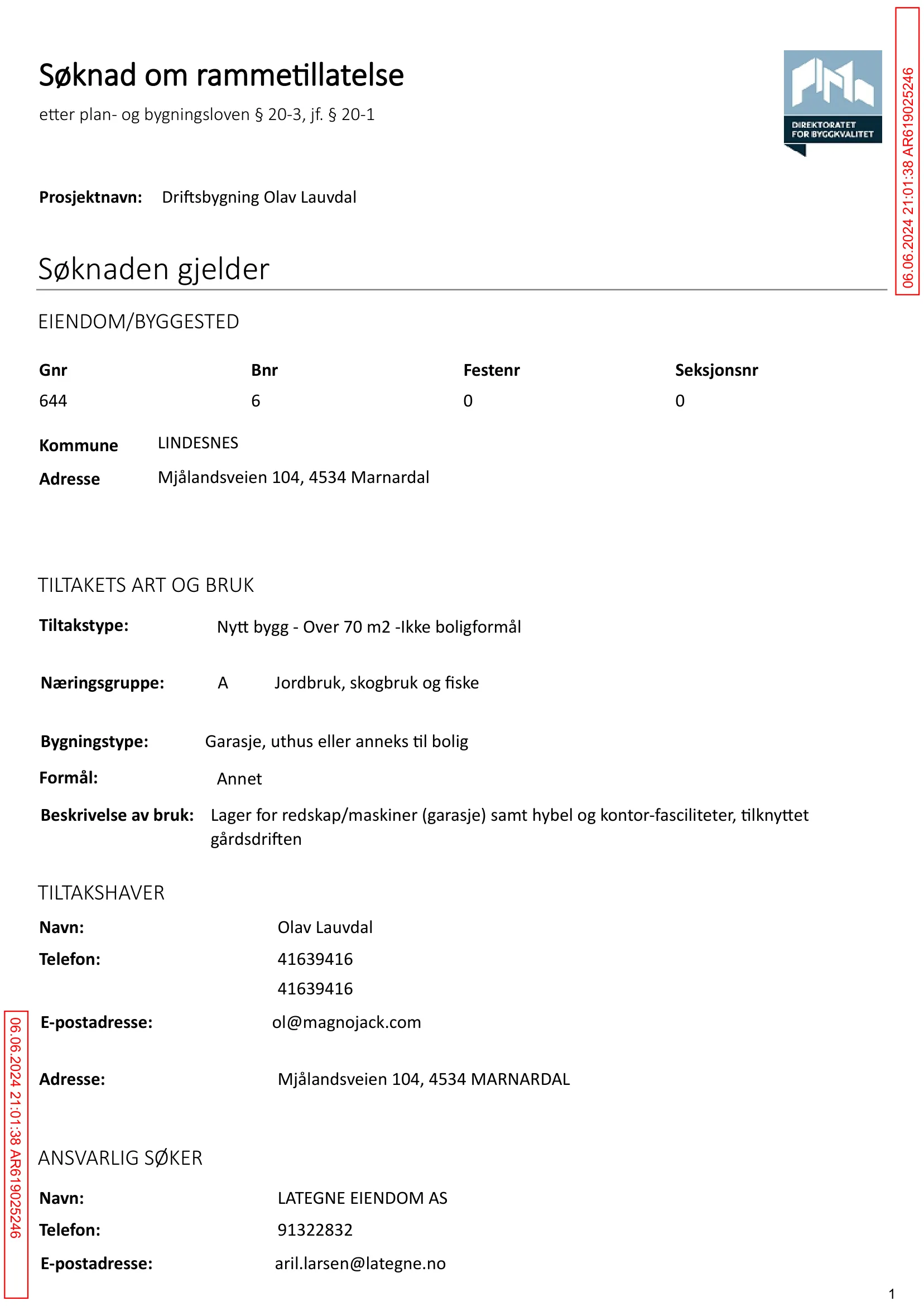 Søknad om rammetillatelse