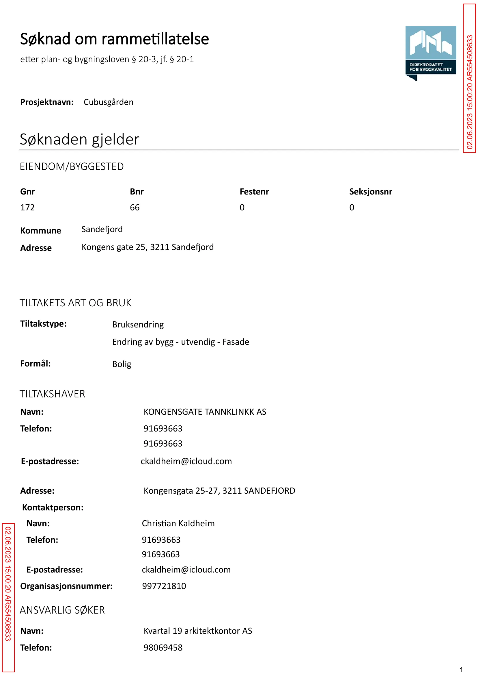 Søknad om rammetillatelse