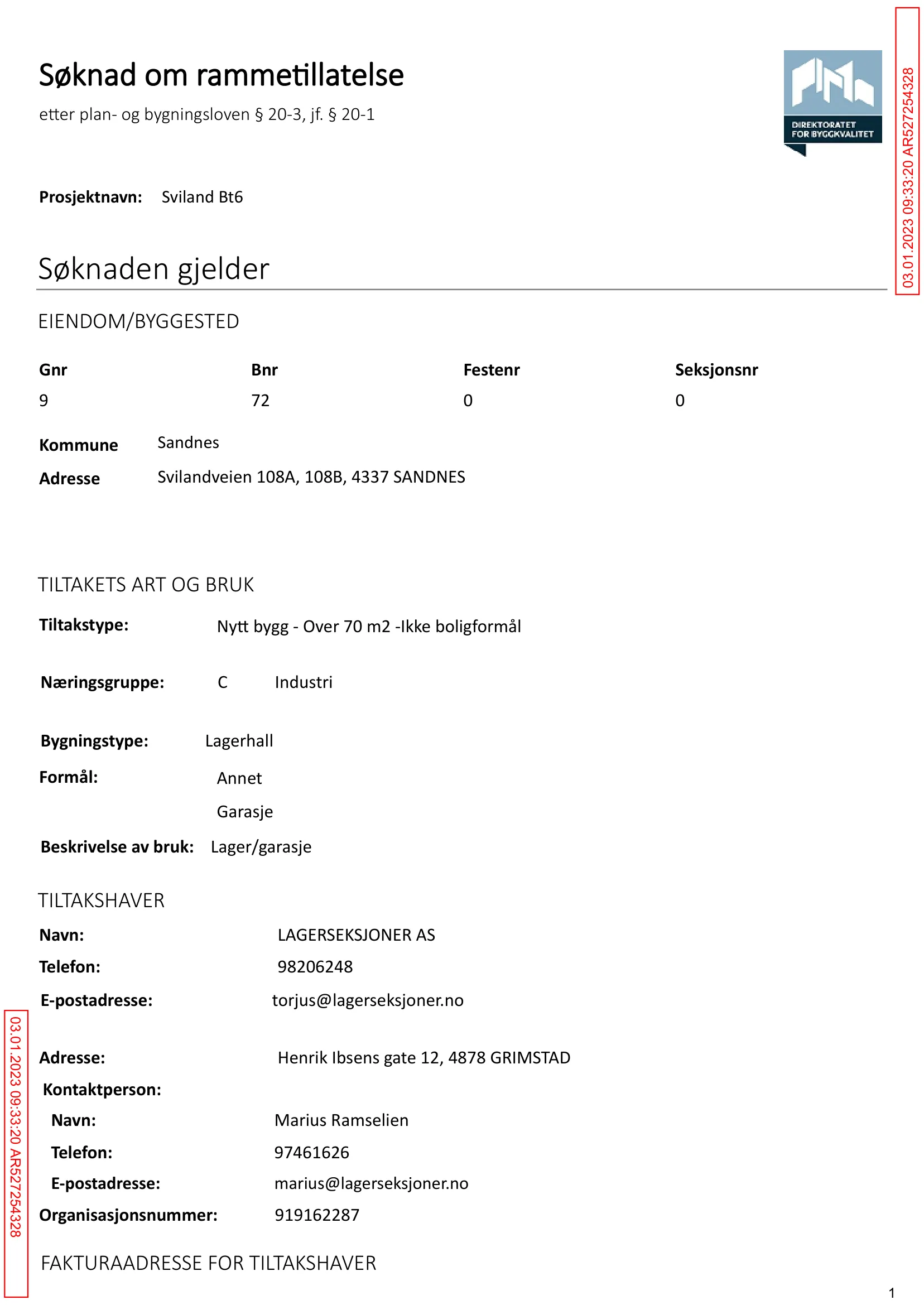 Søknad om rammetillatelse