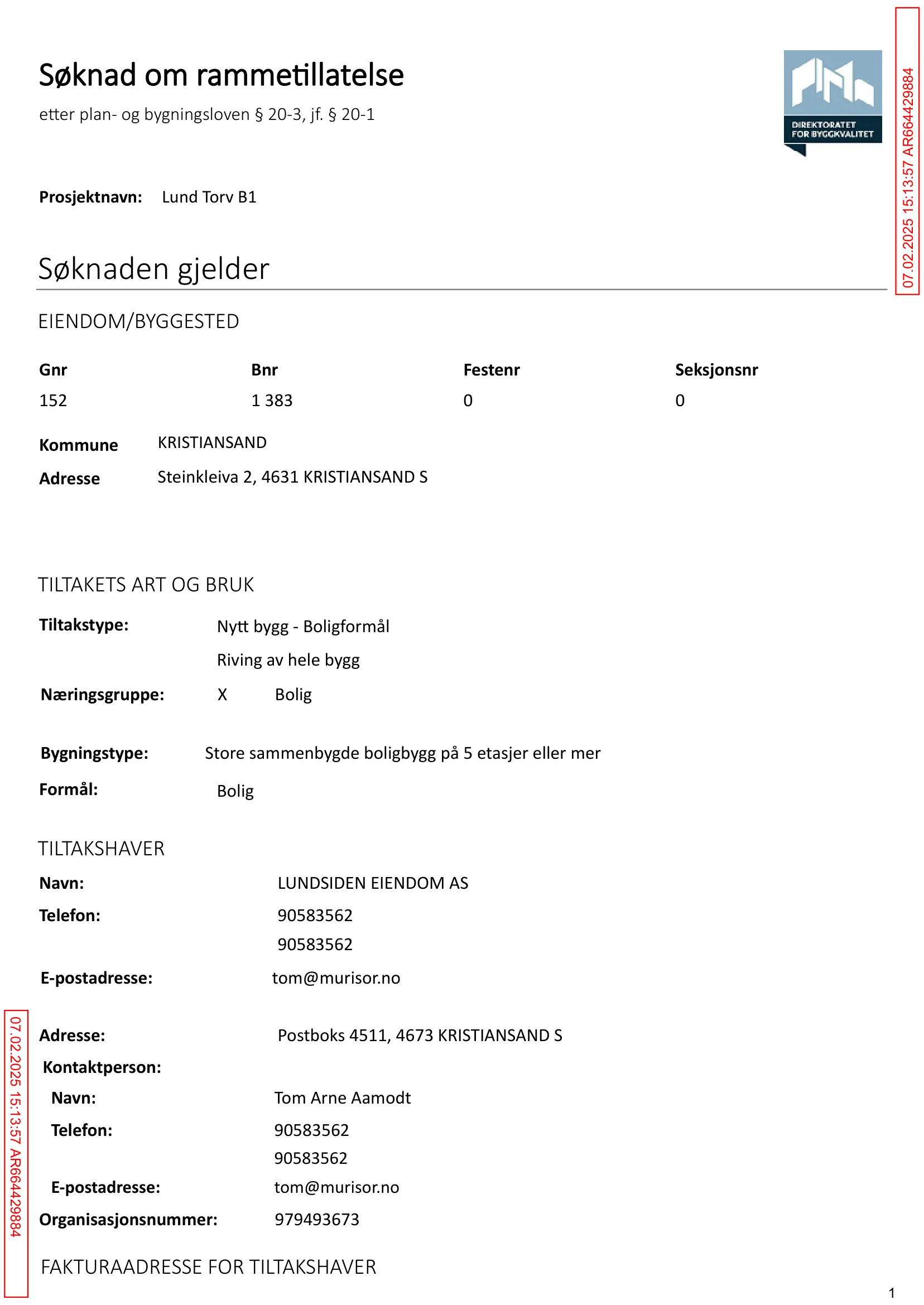 Søknad om rammetillatelse