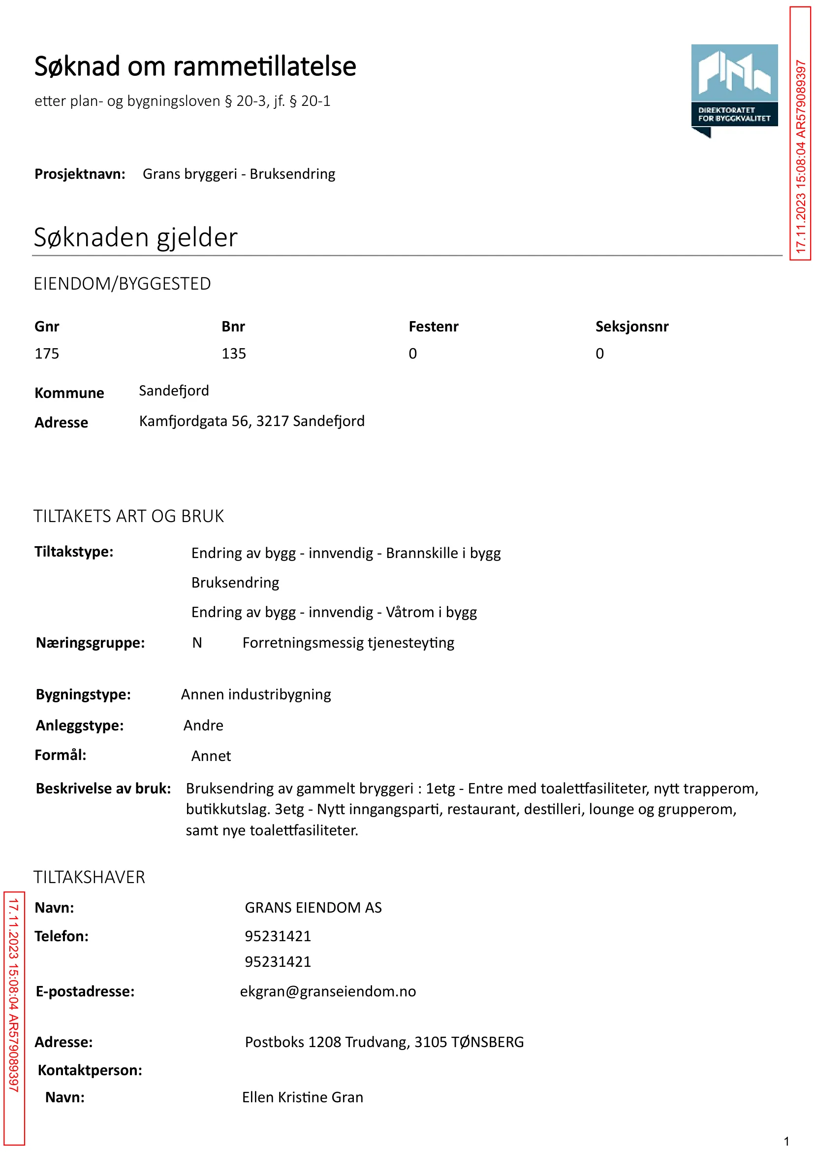 Søknad om rammetillatelse