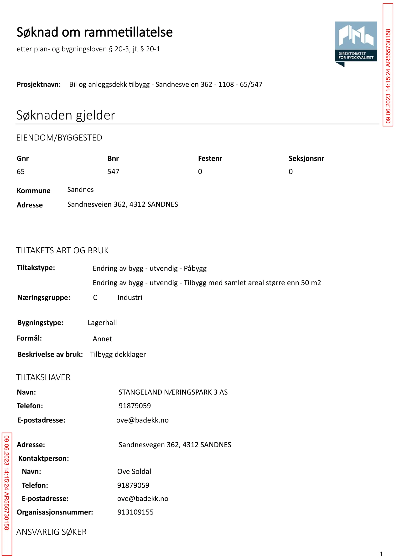 Søknad om rammetillatelse