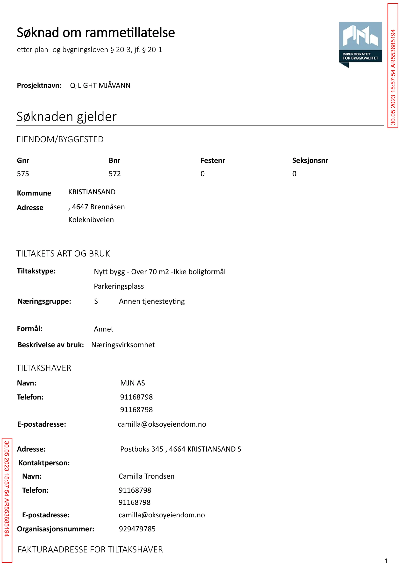 Søknad om rammetillatelse
