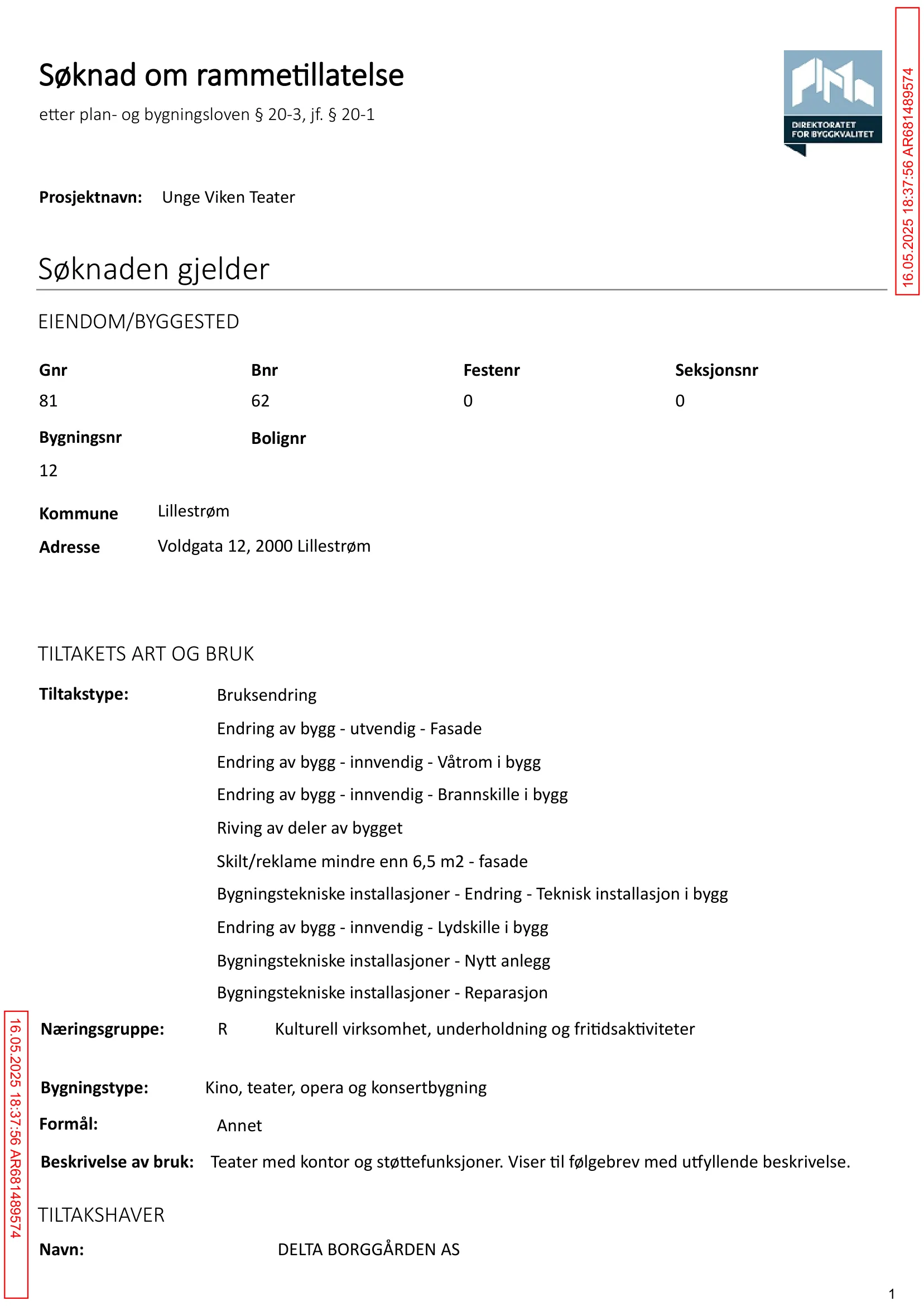Søknad om rammetillatelse
