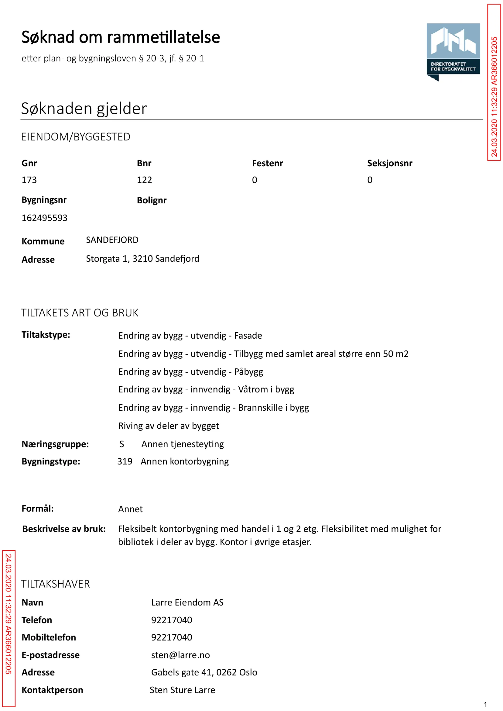 Søknad om rammetillatelse