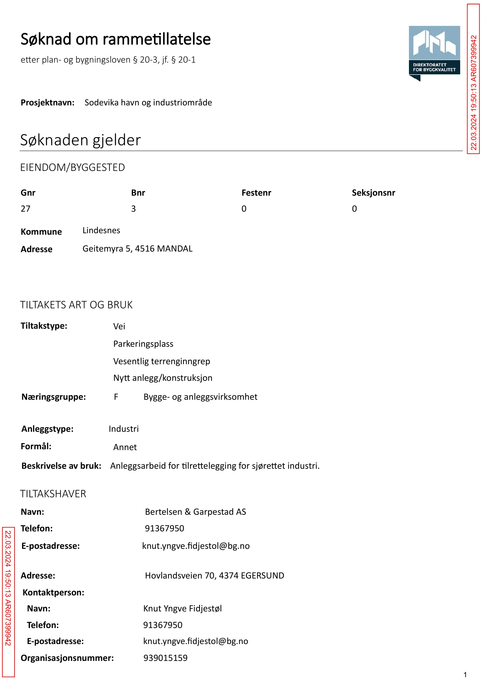 Søknad om rammetillatelse