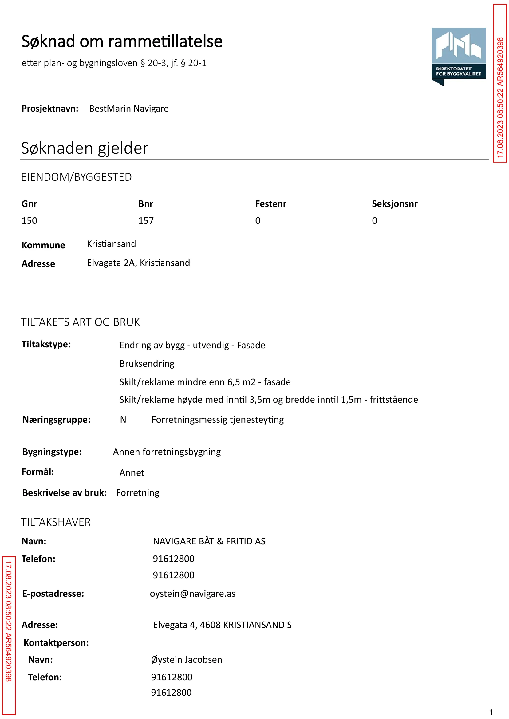 Søknad om rammetillatelse