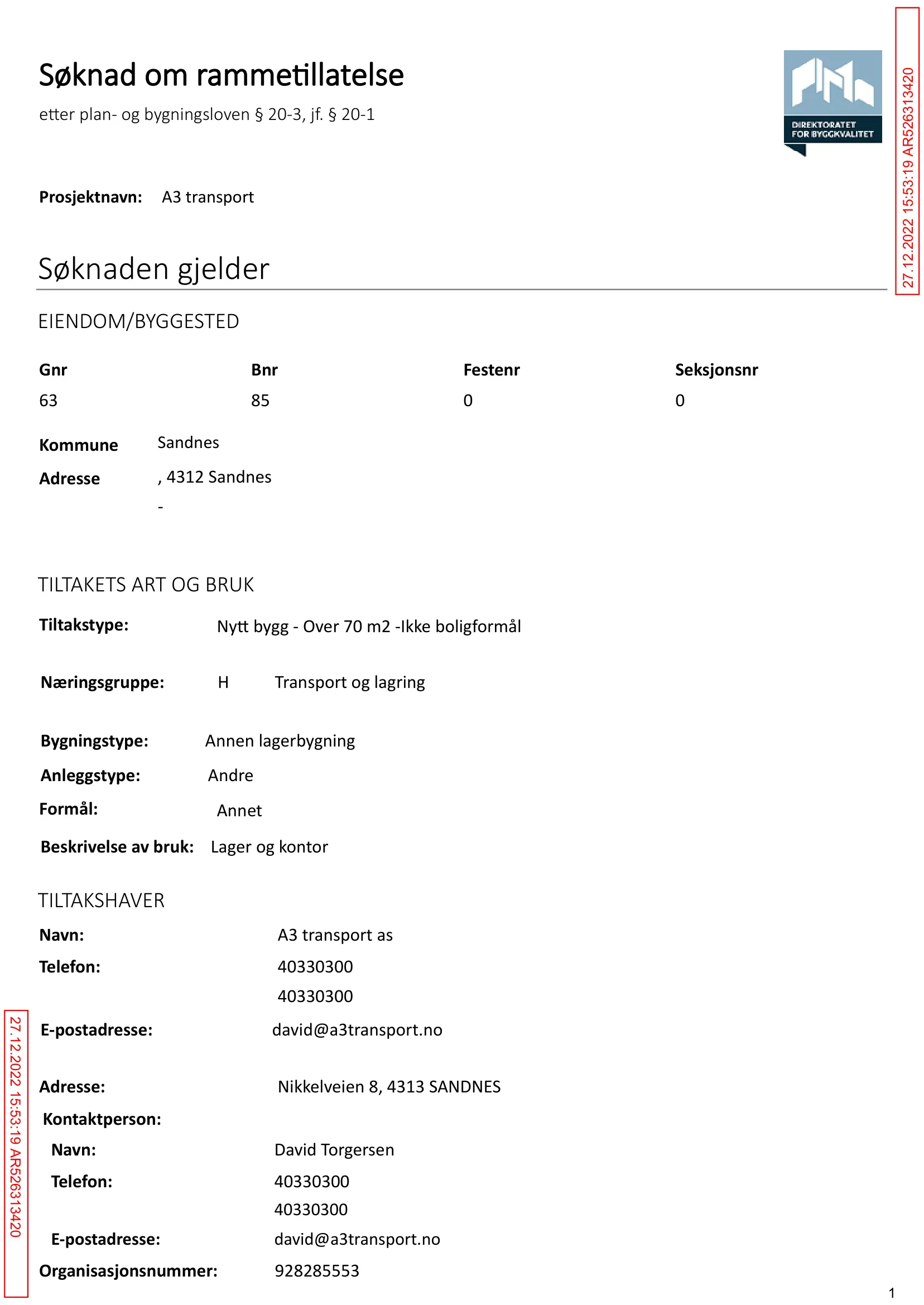 Søknad om rammetillatelse