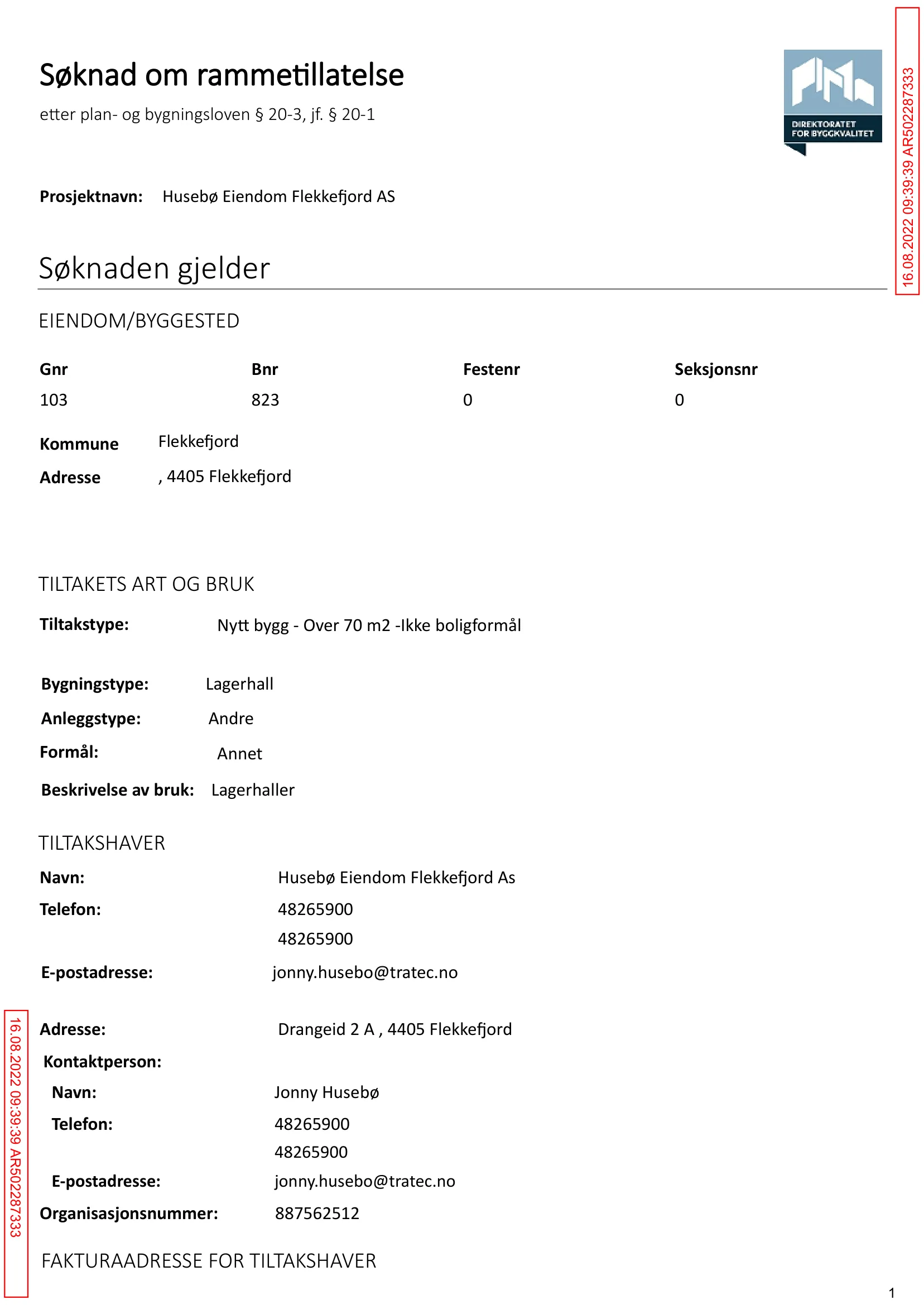 Søknad om rammetillatelse