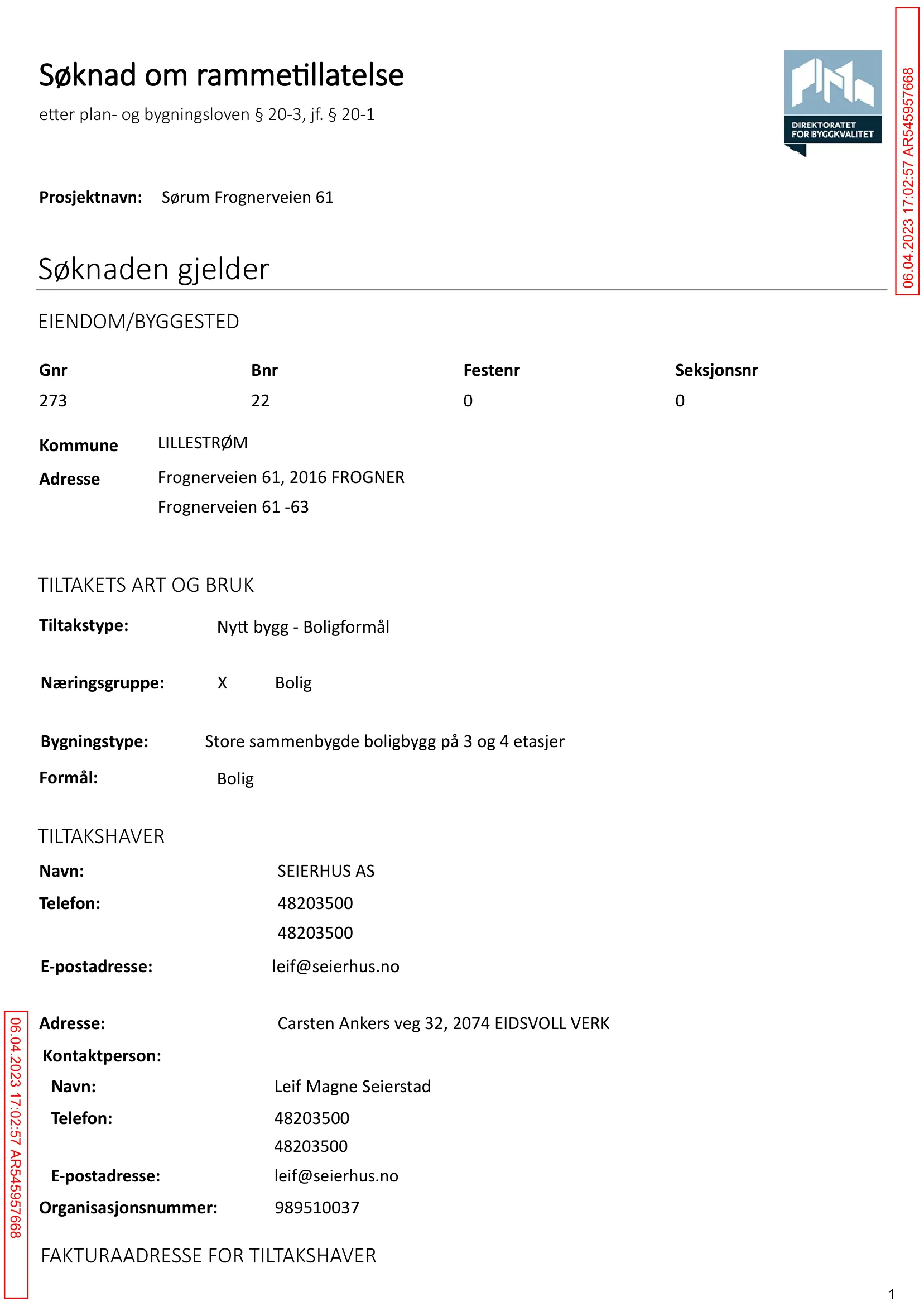 Søknad om rammetillatelse