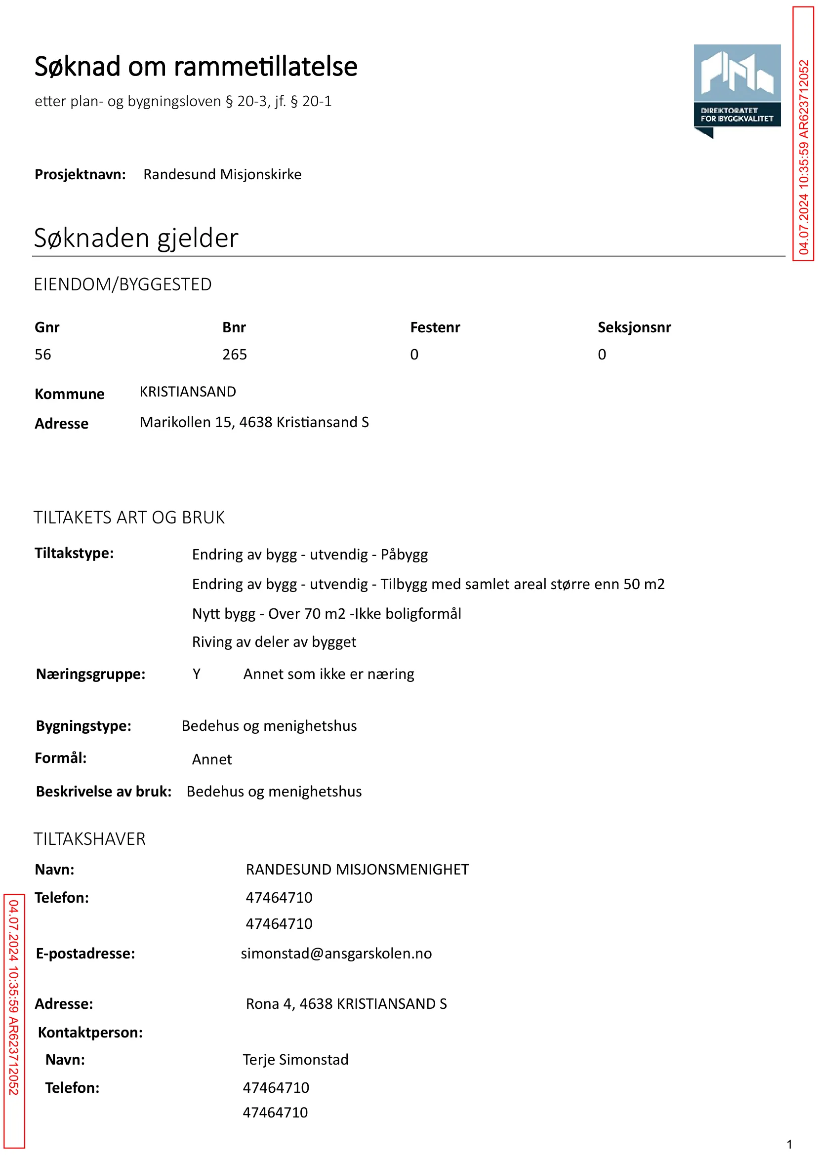 Søknad om rammetillatelse