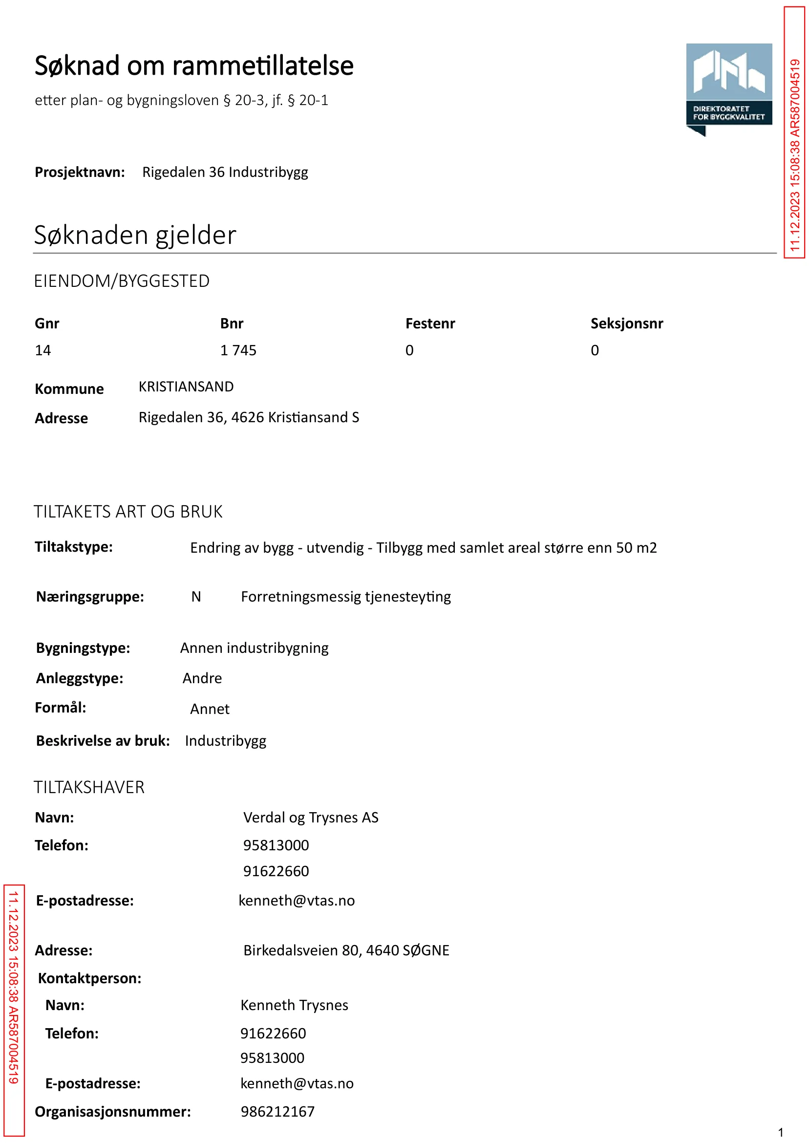 Søknad om rammetillatelse