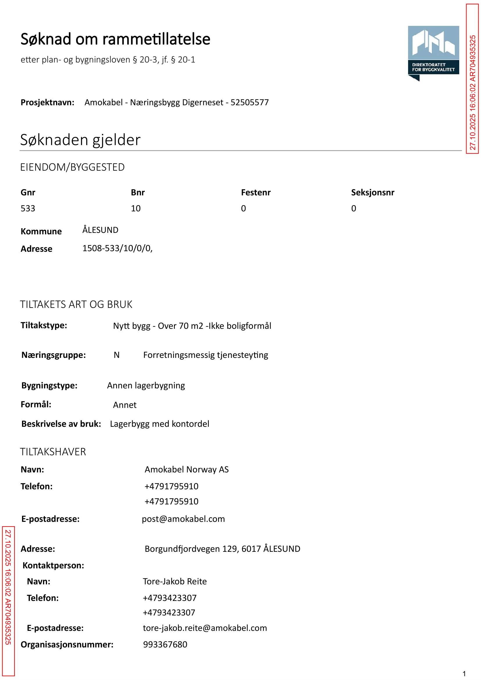 Søknad om rammetillatelse