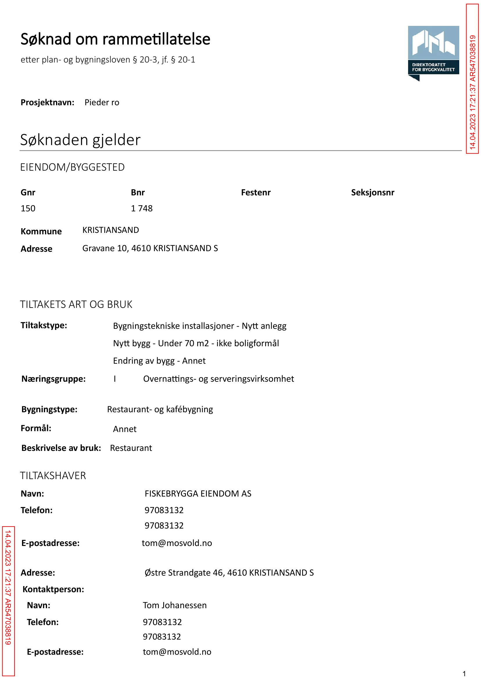 Søknad om rammetillatelse