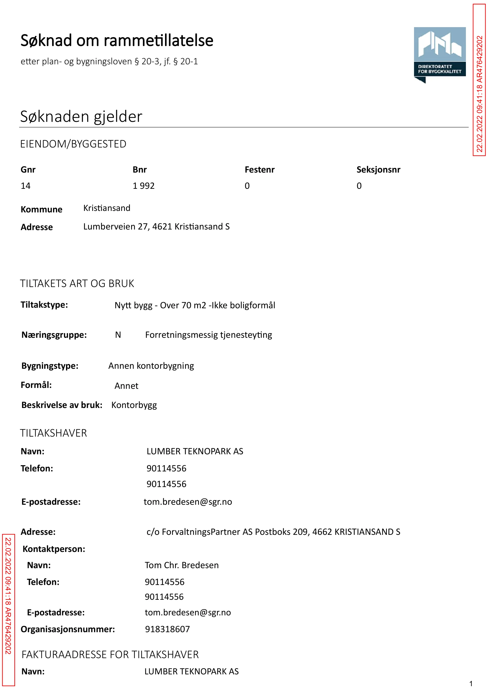 Søknad om rammetillatelse