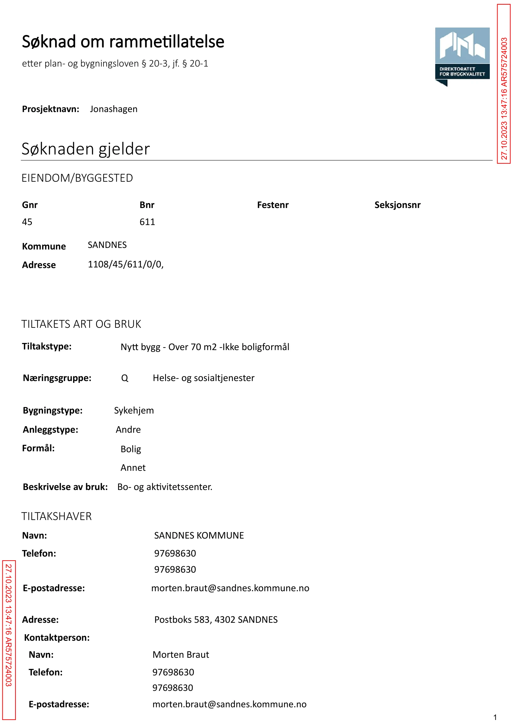 Søknad om rammetillatelse