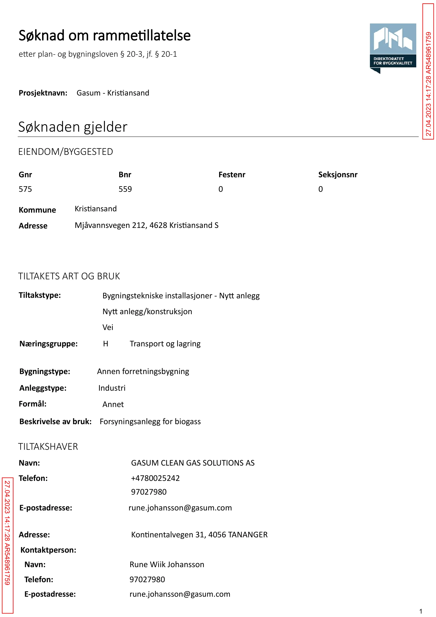 Søknad om rammetillatelse