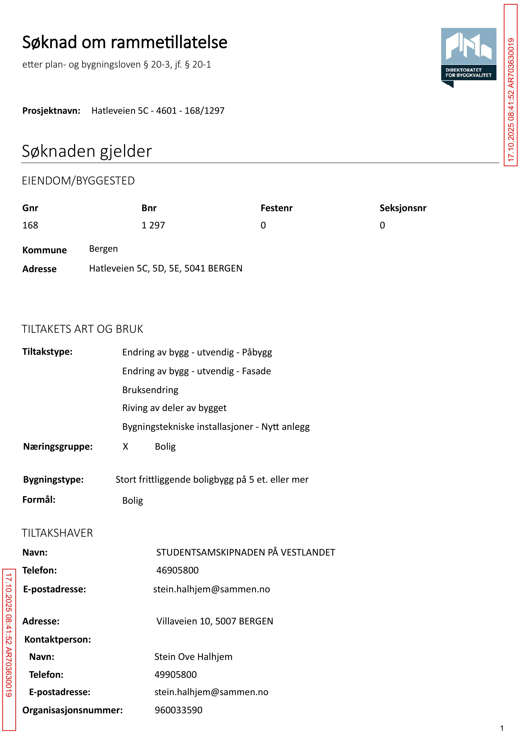 Søknad om rammetillatelse