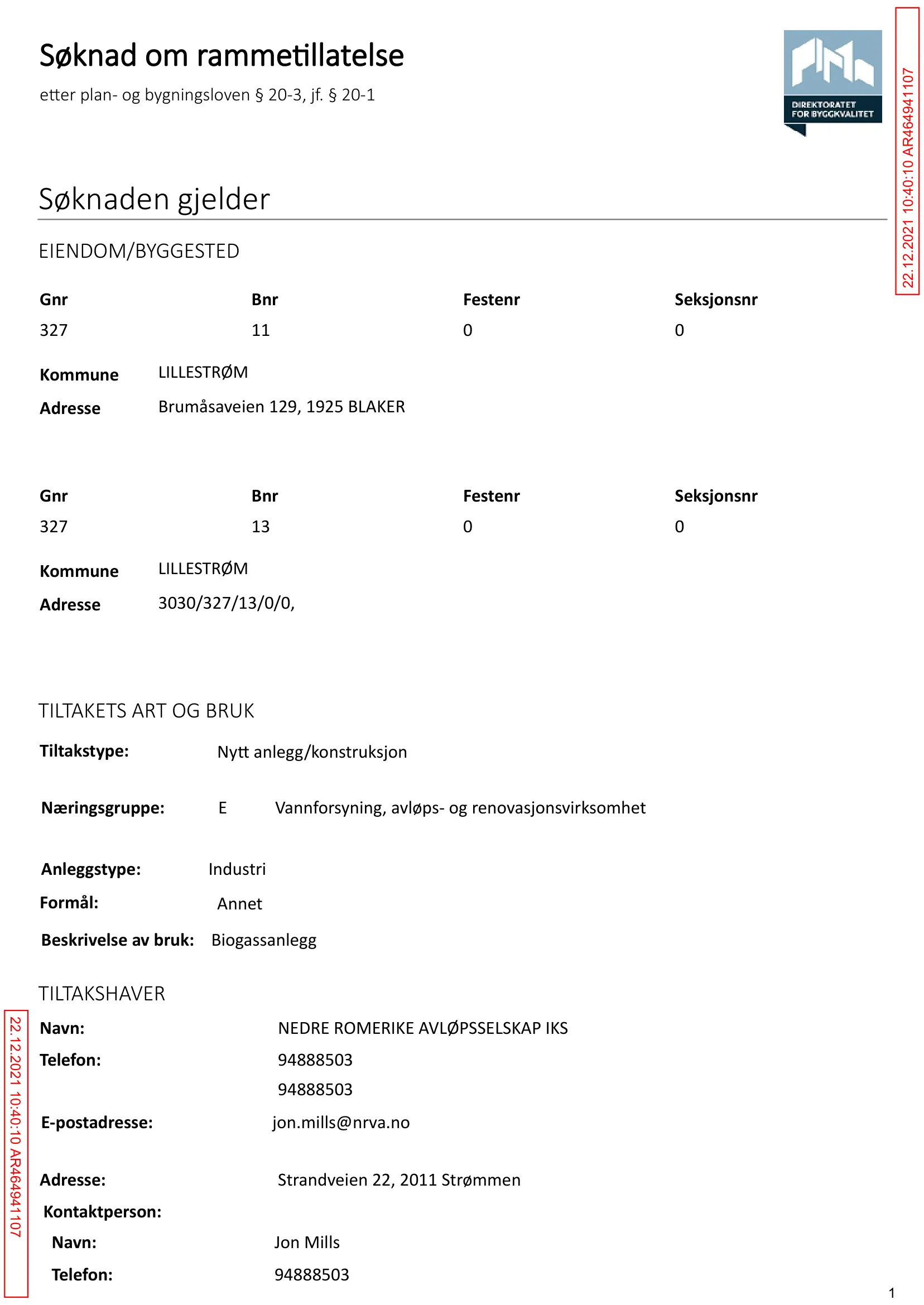 Søknad om rammetillatelse
