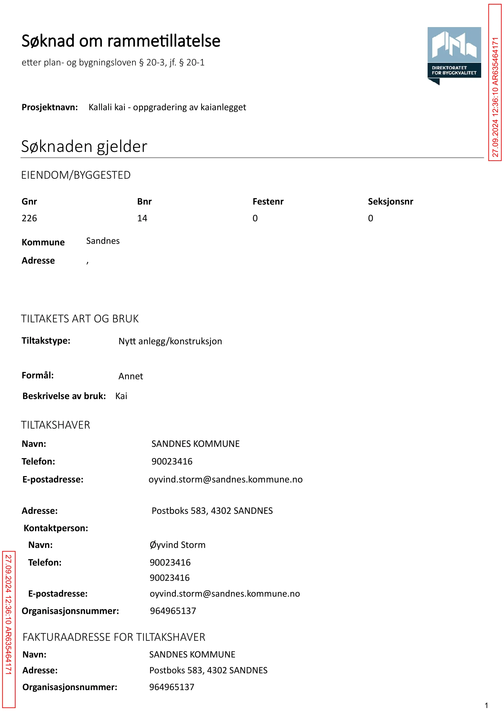 Søknad om rammetillatelse