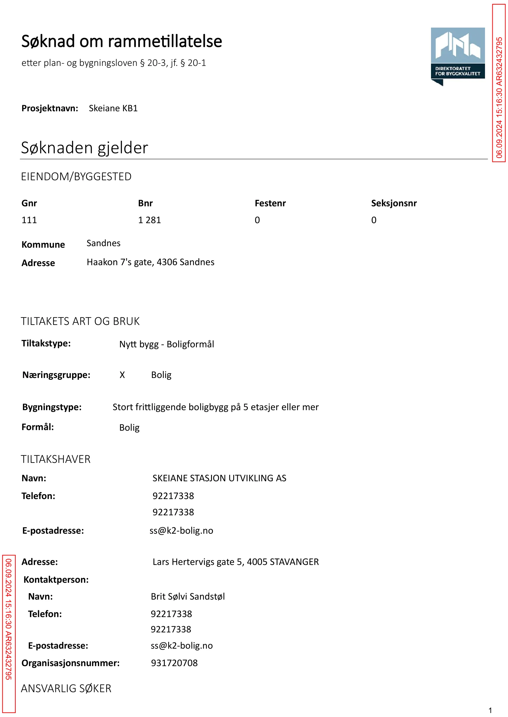 Søknad om rammetillatelse