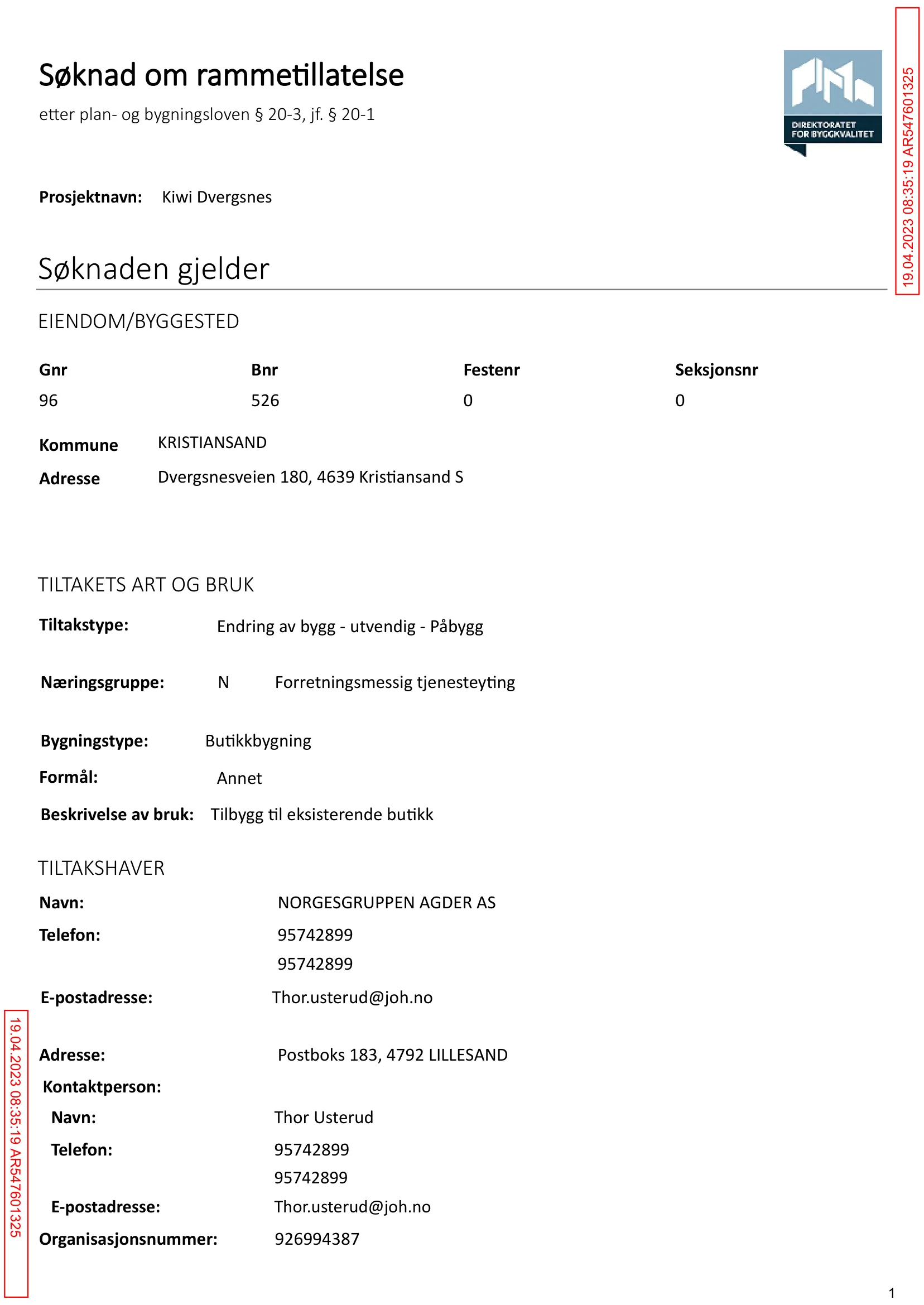 Søknad om rammetillatelse