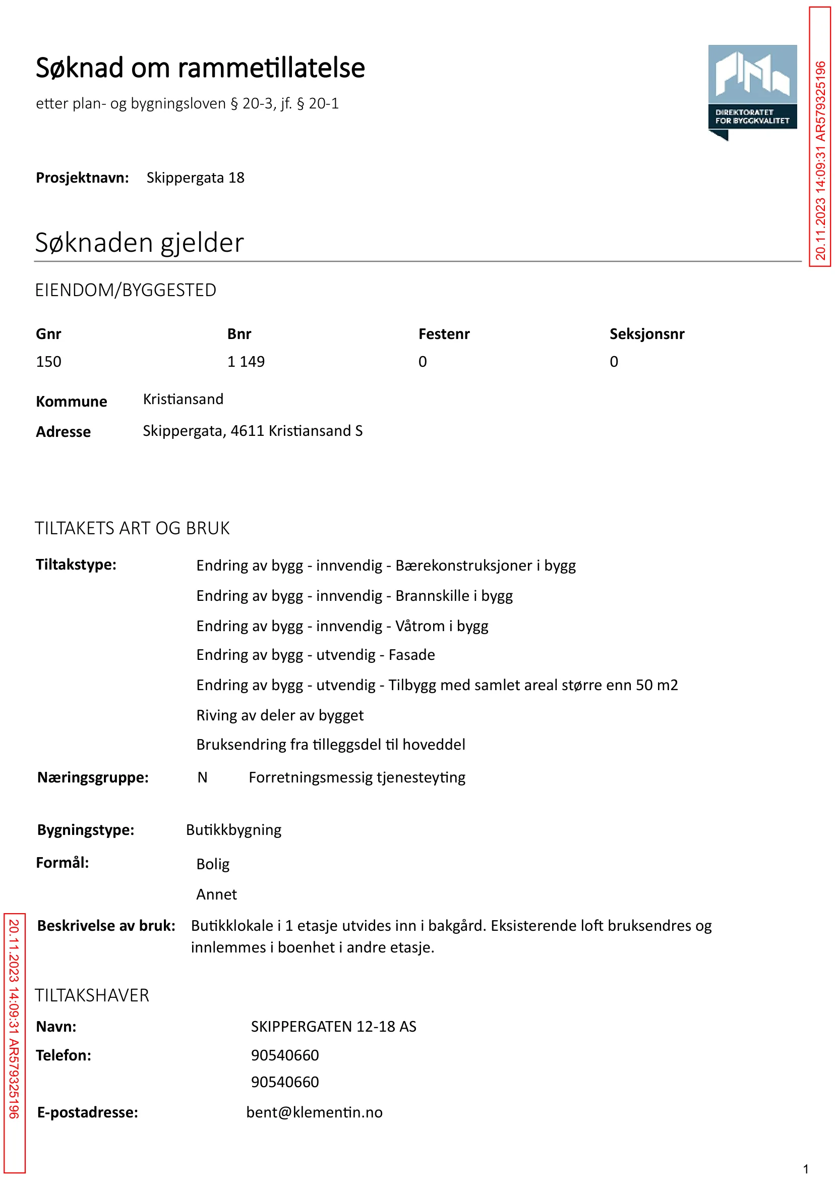 Søknad om rammetillatelse