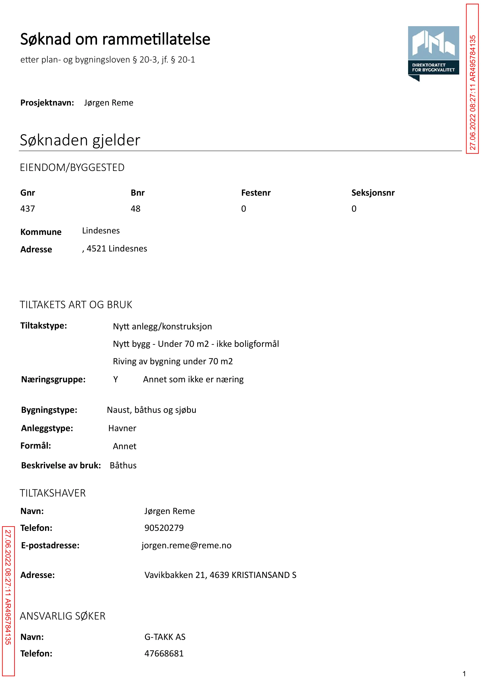 Søknad om rammetillatelse