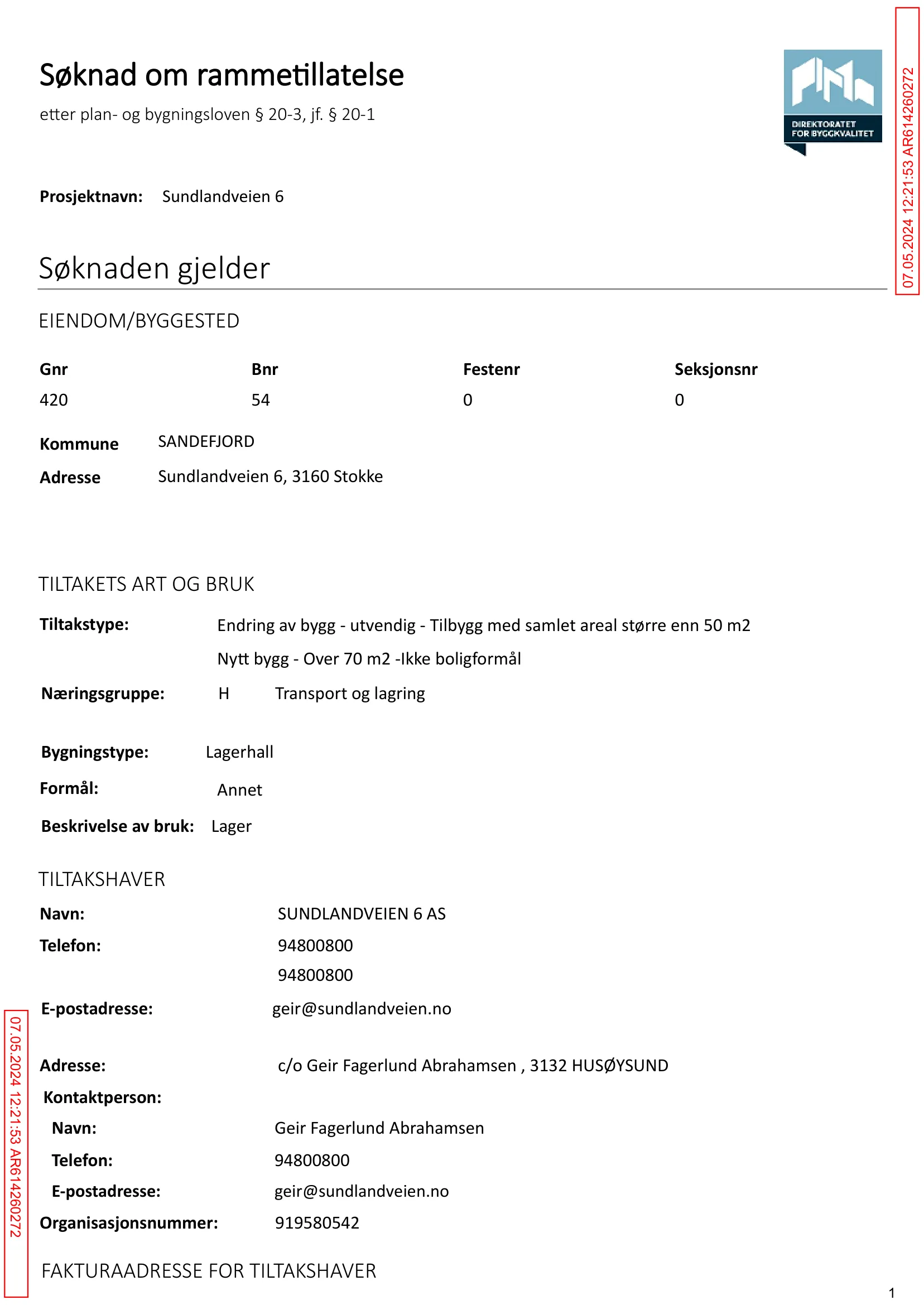 Søknad om rammetillatelse